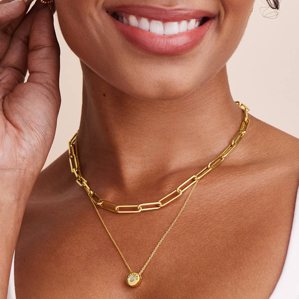 Nova Halskette mit Gravierten Geburtsstein-Beads - Gold-Vermeil-6 Produktfoto