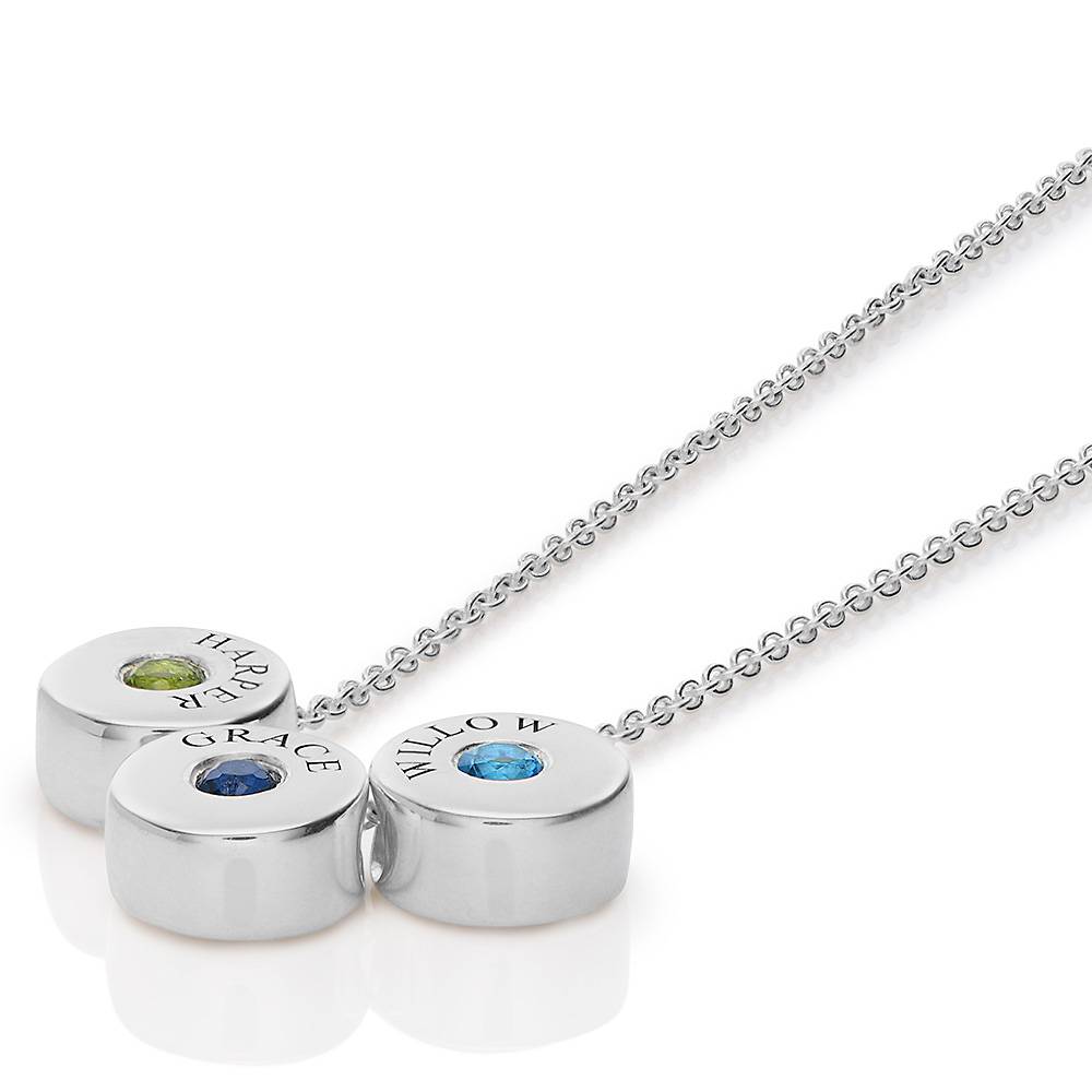 Nova Halskette mit Gravierten Geburtsstein-Beads - Silber-5 Produktfoto