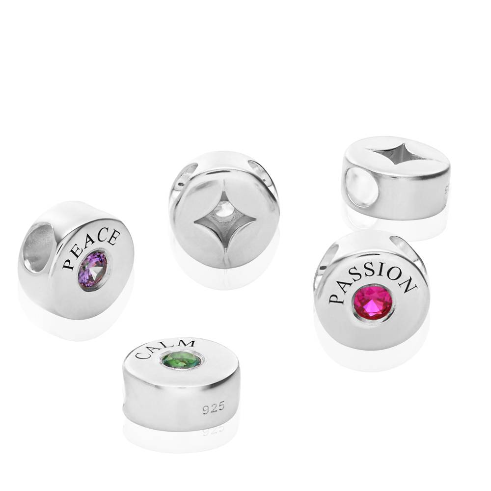 Nova Halskette mit Gravierten Geburtsstein-Beads - 925er Sterlingsilber-2 Produktfoto