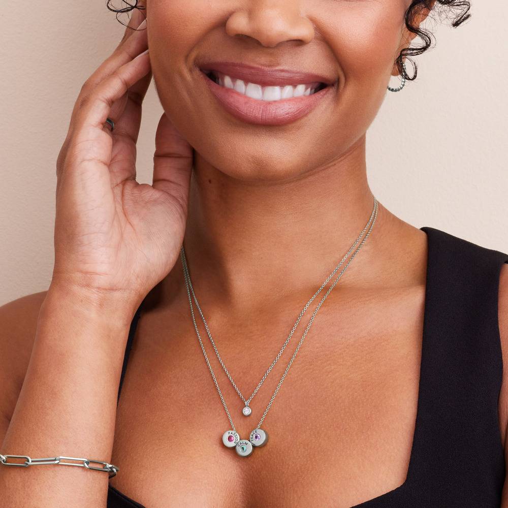 Nova Halskette mit Gravierten Geburtsstein-Beads - Silber-1 Produktfoto