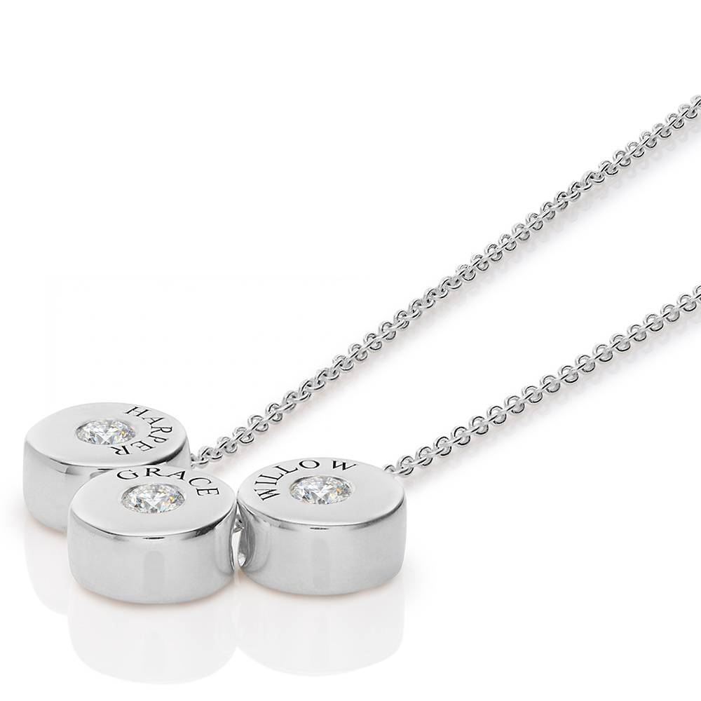 Nova Halskette mit Gravierten Diamant-Beads - Silber-2 Produktfoto