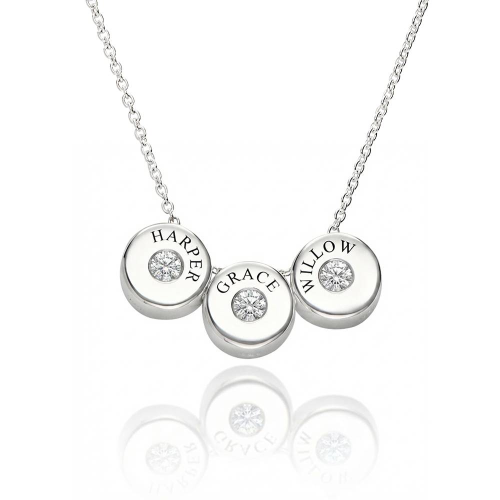 Nova Halskette mit Gravierten Diamant-Beads - Silber-1 Produktfoto