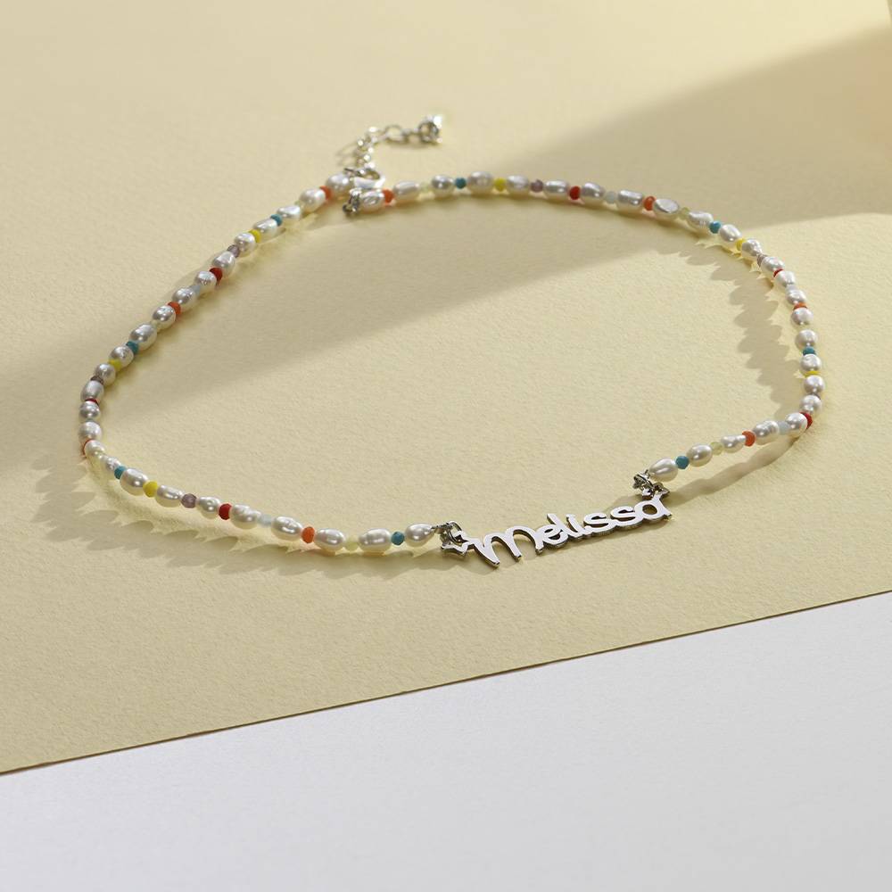 Candy Namens-Perlenkette für Mädchen - 925er Sterlingsilber-3 Produktfoto