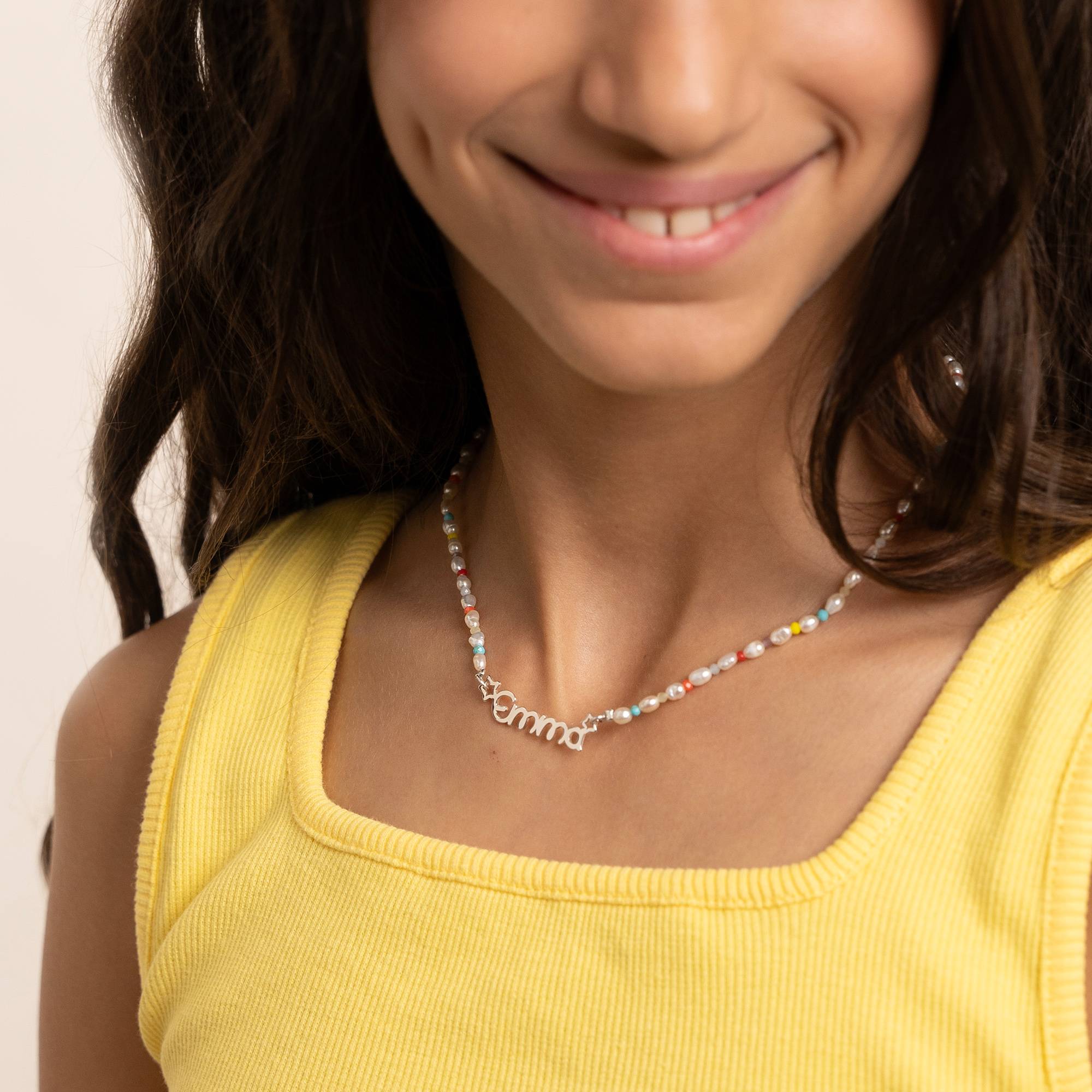Candy Namens-Perlenkette für Mädchen - 925er Sterlingsilber-5 Produktfoto
