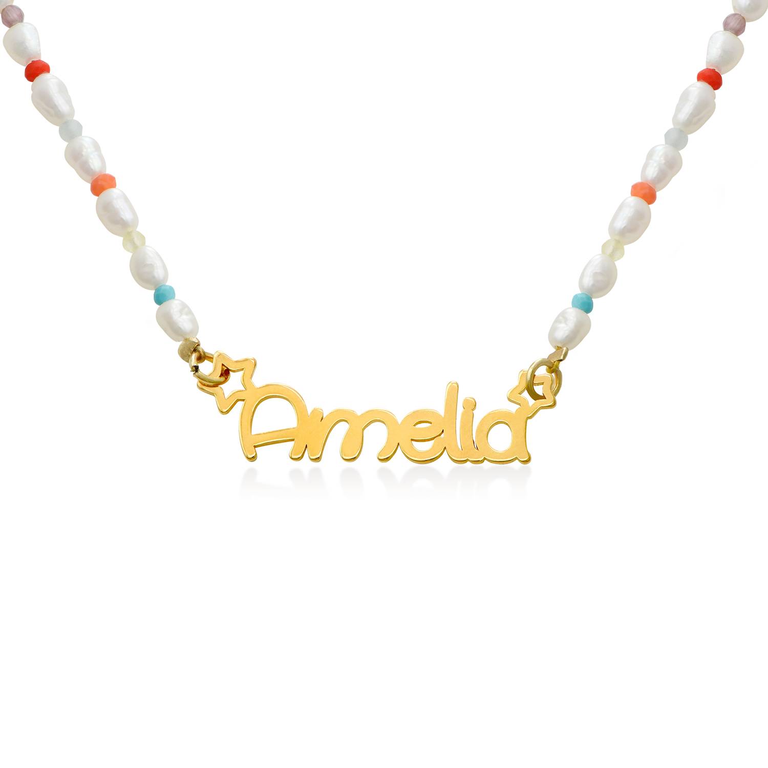 Candy Namens-Perlenkette für Mädchen - Gold-Vermeil-1 Produktfoto