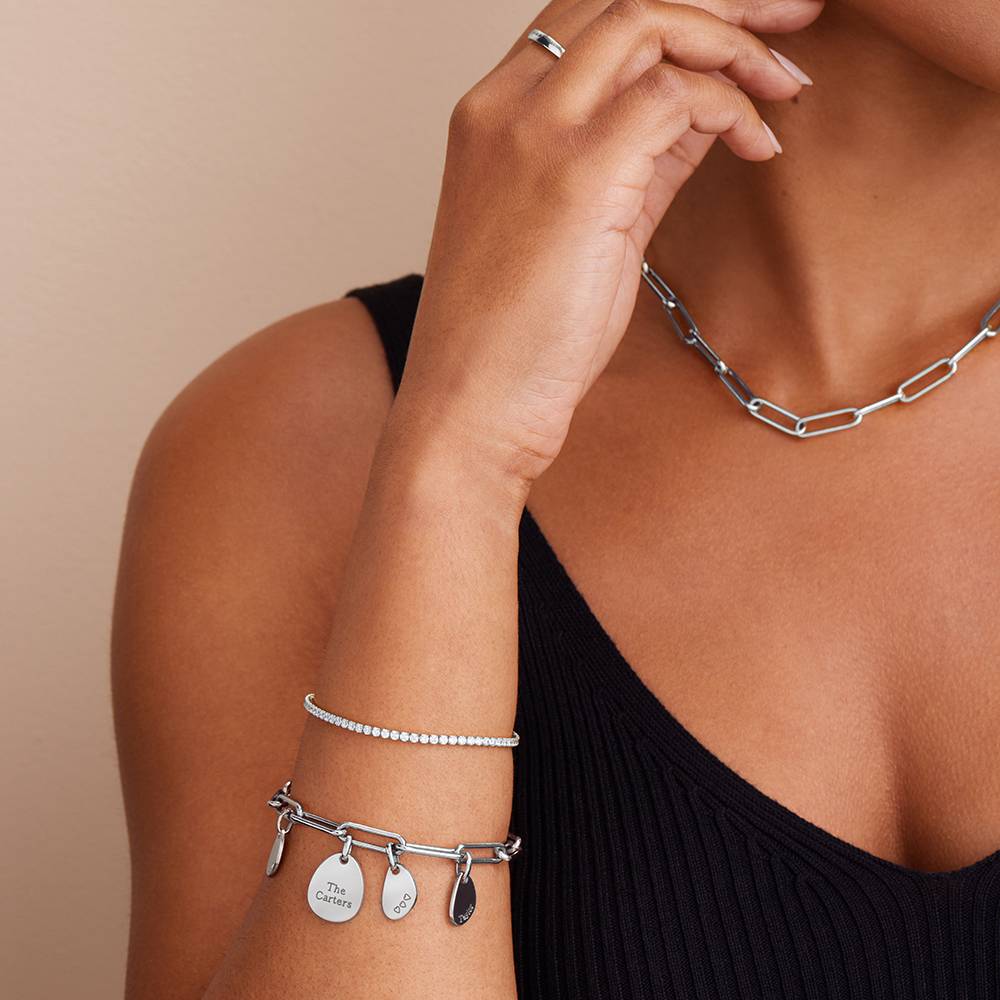 Hazel Gliederarmband mit gravierbaren Charms - Silber-3 Hazel Gliederarmband mit gravierbaren Charms - Silber-3 Produktfoto