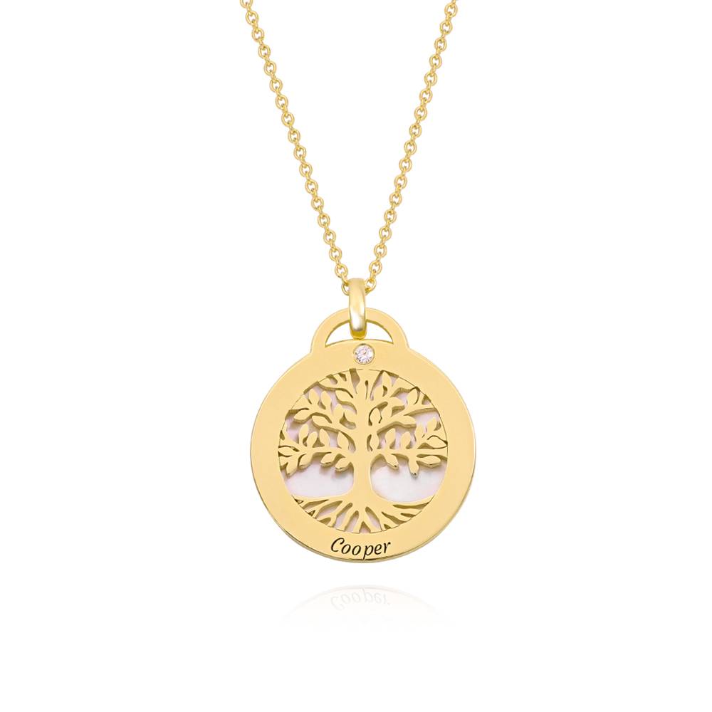 Personalisierte Familienbaum-Halskette mit Halbedelstein und Diamanten - 750er Gold-Vermeil-4 Produktfoto
