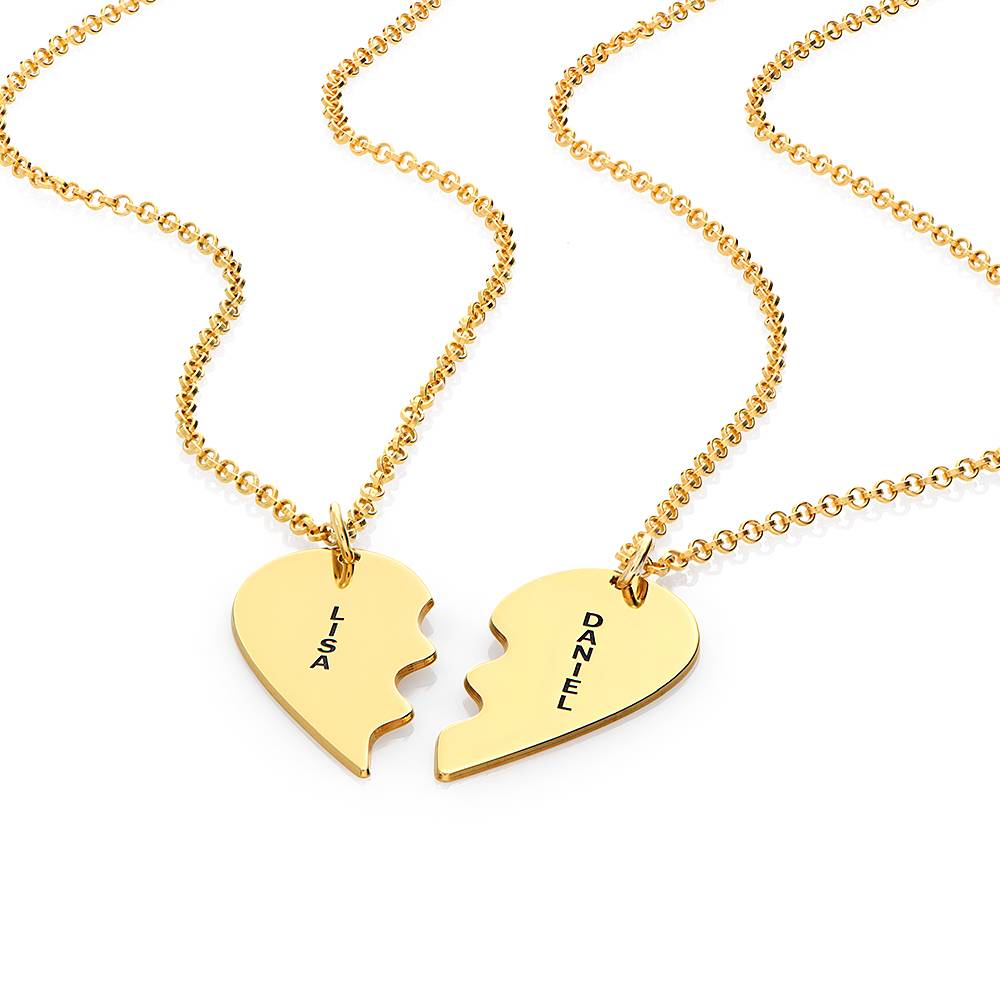 Gravierbare trennbare Herzkette für Pärchen - Gold-Vermeil-2 Produktfoto