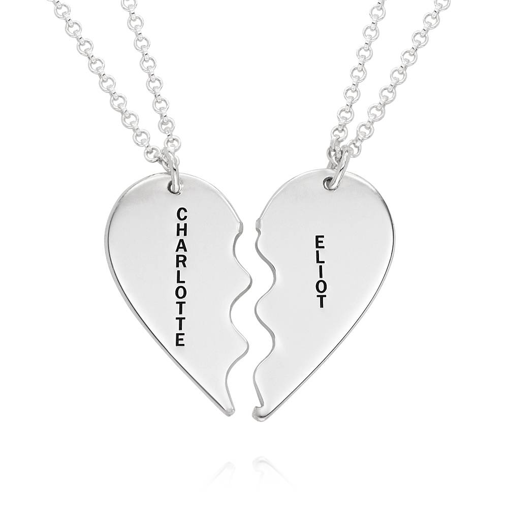 Gravierbare trennbare Herzkette für Pärchen - 925er Sterlingsilber-3 Produktfoto