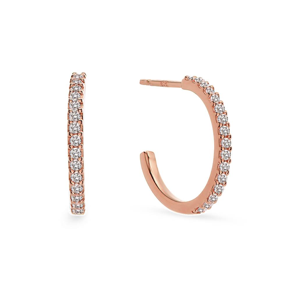 Phoebe Huggie-Ohrringe - rosévergoldetes Sterlingsilber-3 Produktfoto