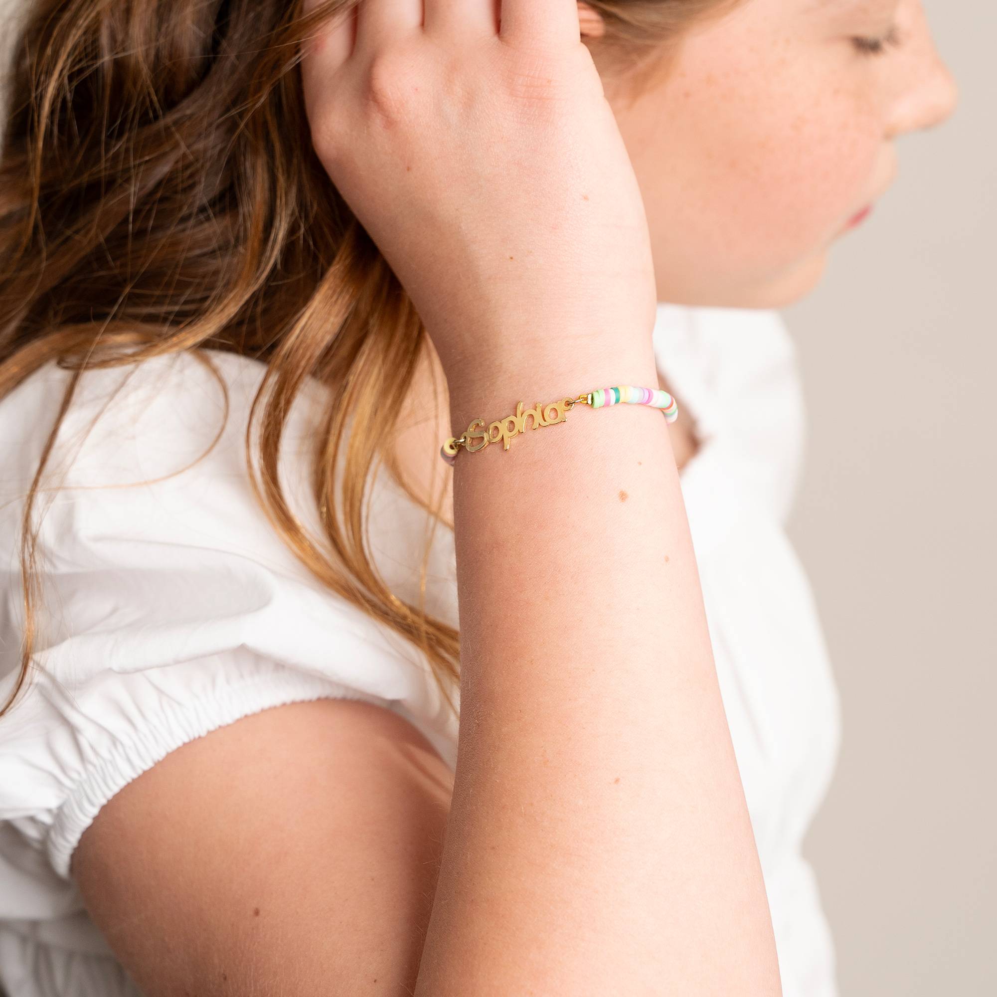 Magisches Armband mit Regenbogenperlen für Mädchen - Silber-4 Produktfoto