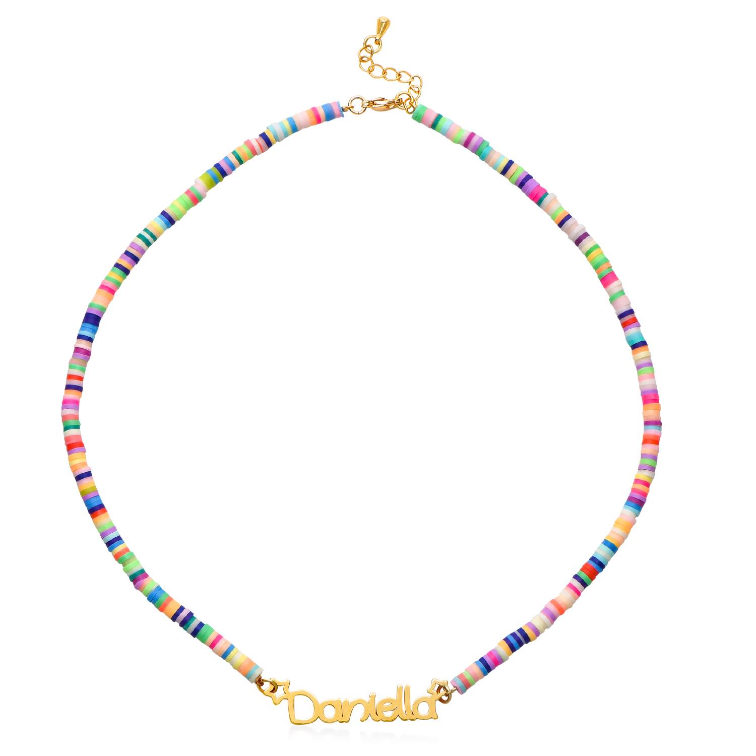 Magische Namenskette mit Regenbogenperlen für Mädchen - vergoldetes Sterlingsilber-4 Produktfoto
