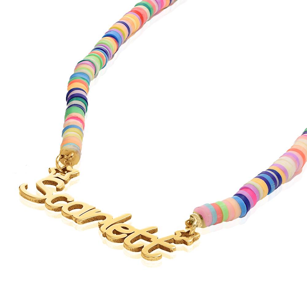 Magische Namenskette mit Regenbogenperlen für Mädchen - Gold-Vermeil-5 Produktfoto