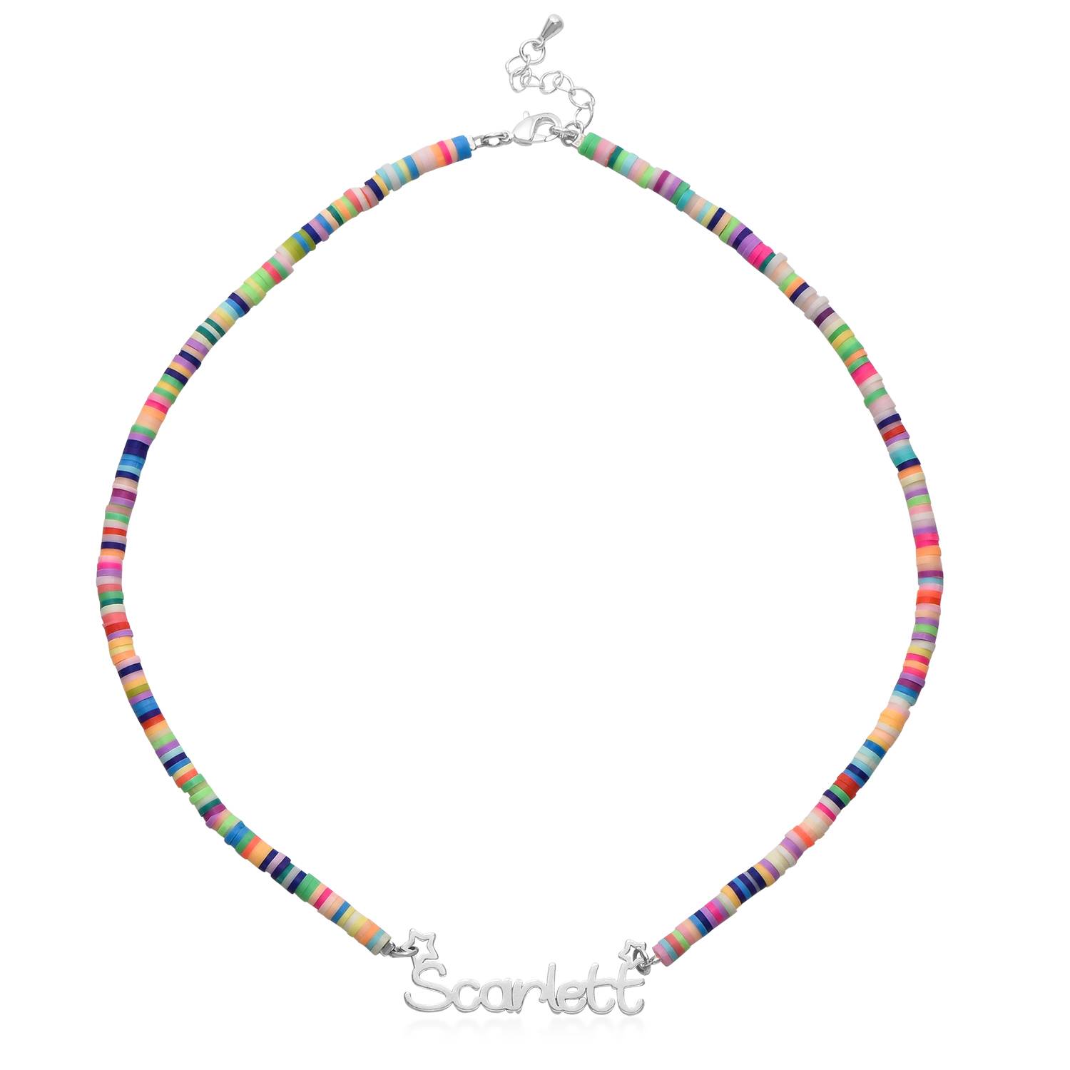 Magische Namenskette mit Regenbogenperlen für Mädchen - 925er Sterlingsilber-2 Produktfoto