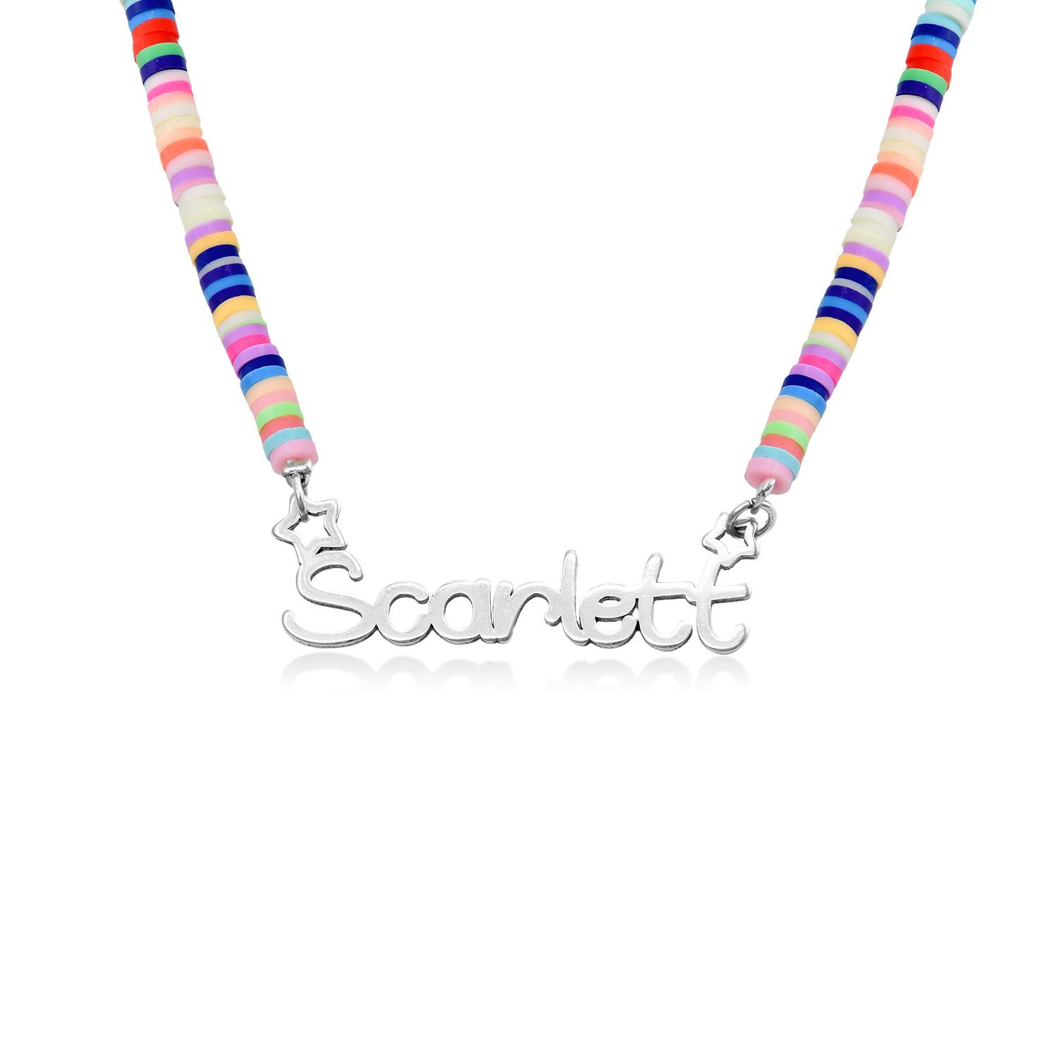 Magische Namenskette mit Regenbogenperlen für Mädchen - 925er Sterlingsilber-1 Produktfoto