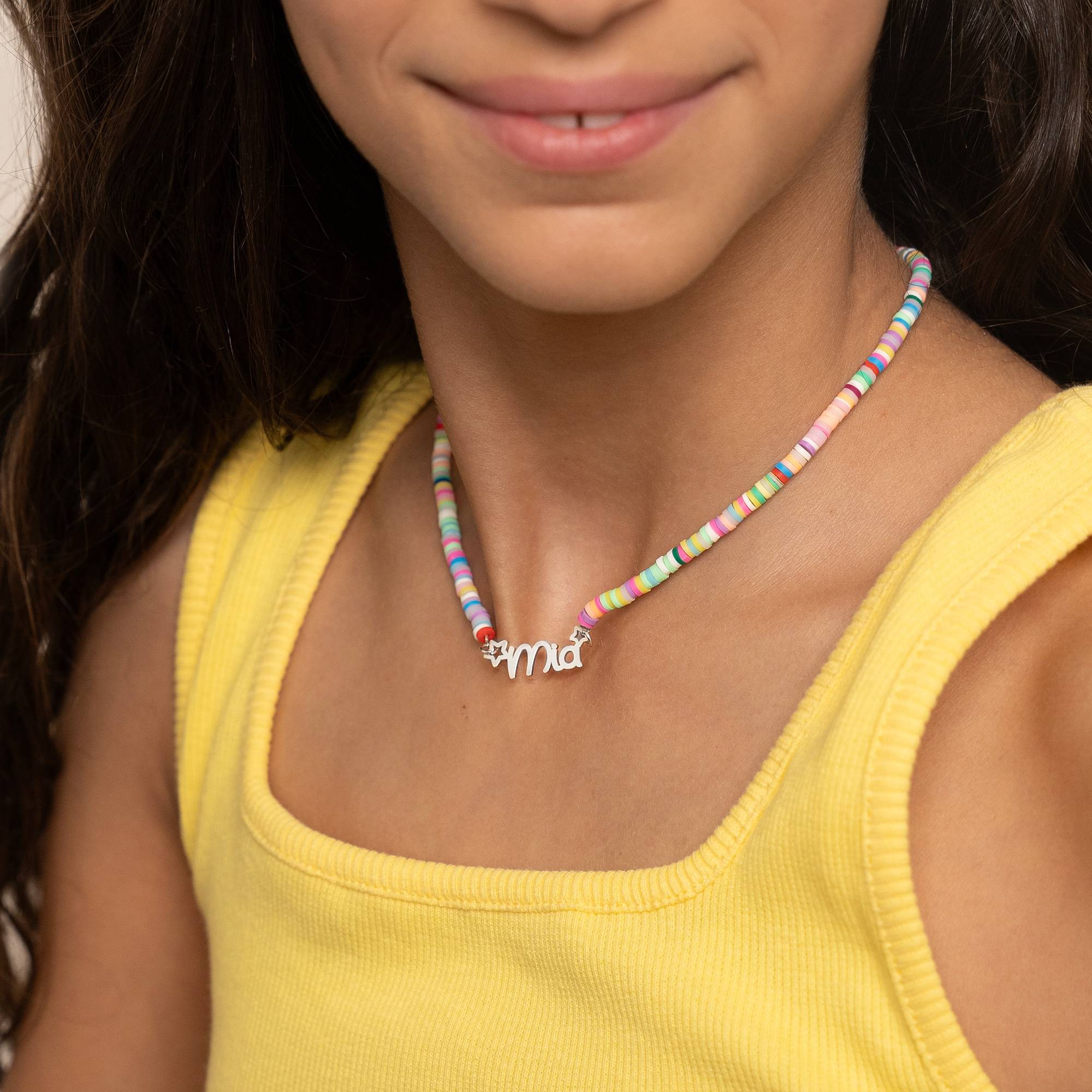 Magische Namenskette mit Regenbogenperlen für Mädchen - 925er Sterlingsilber-4 Produktfoto