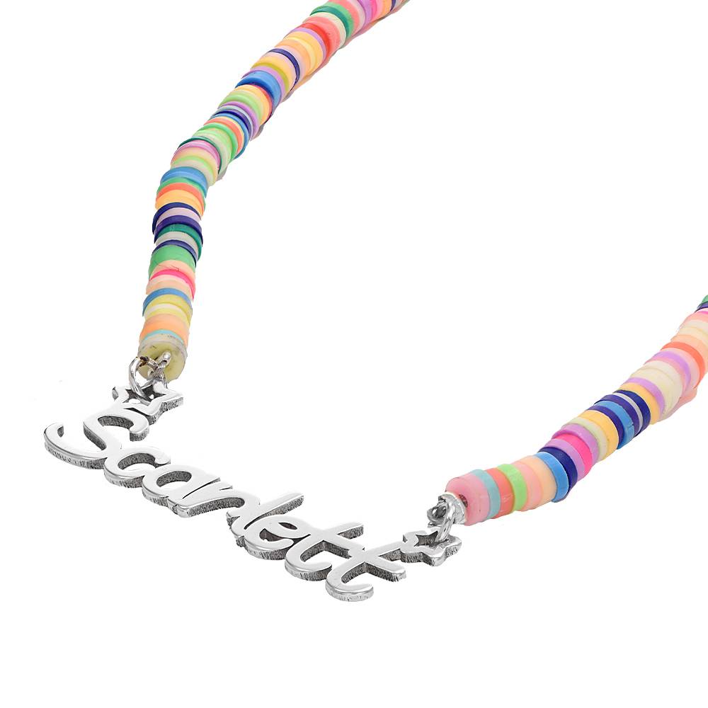 Magische Namenskette mit Regenbogenperlen für Mädchen - 925er Sterlingsilber-6 Produktfoto