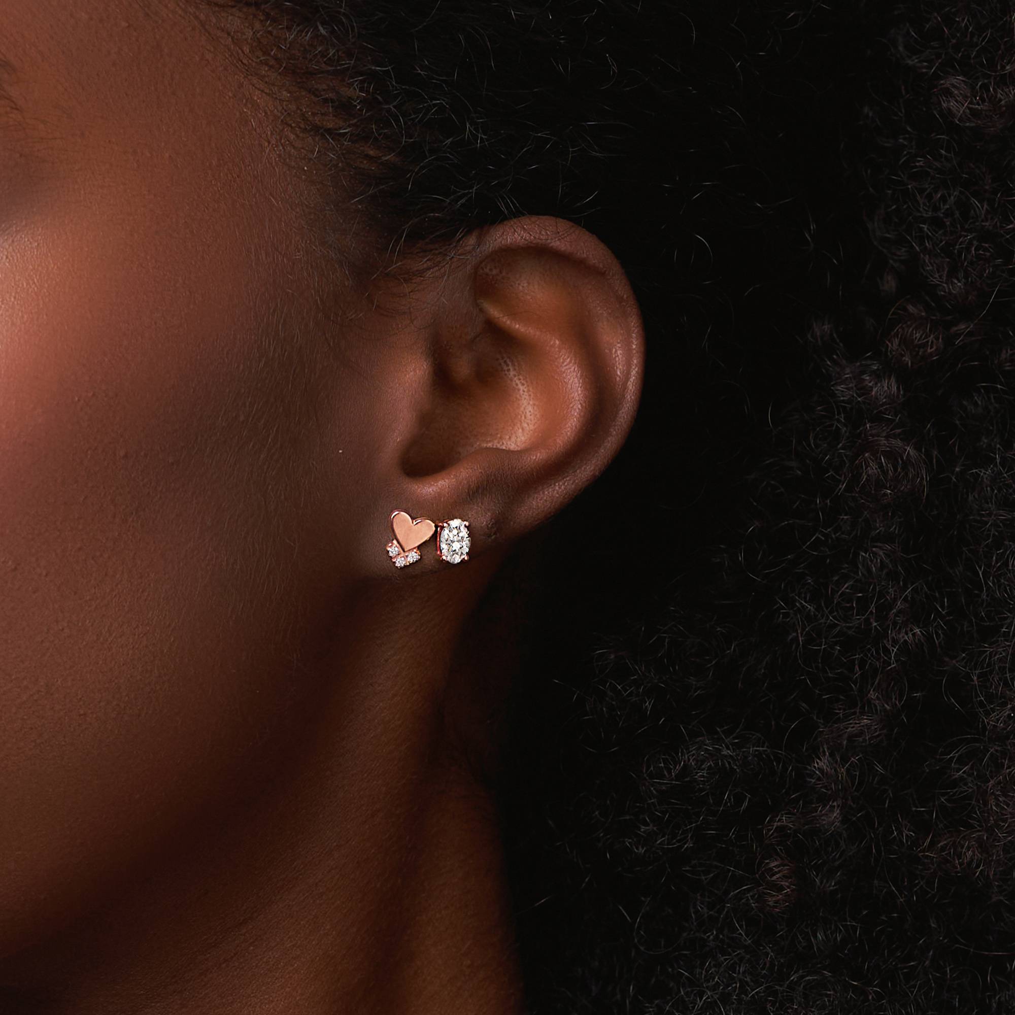 Remi ovale Ohrstecker - rosévergoldetes Sterlingsilber-3 Produktfoto