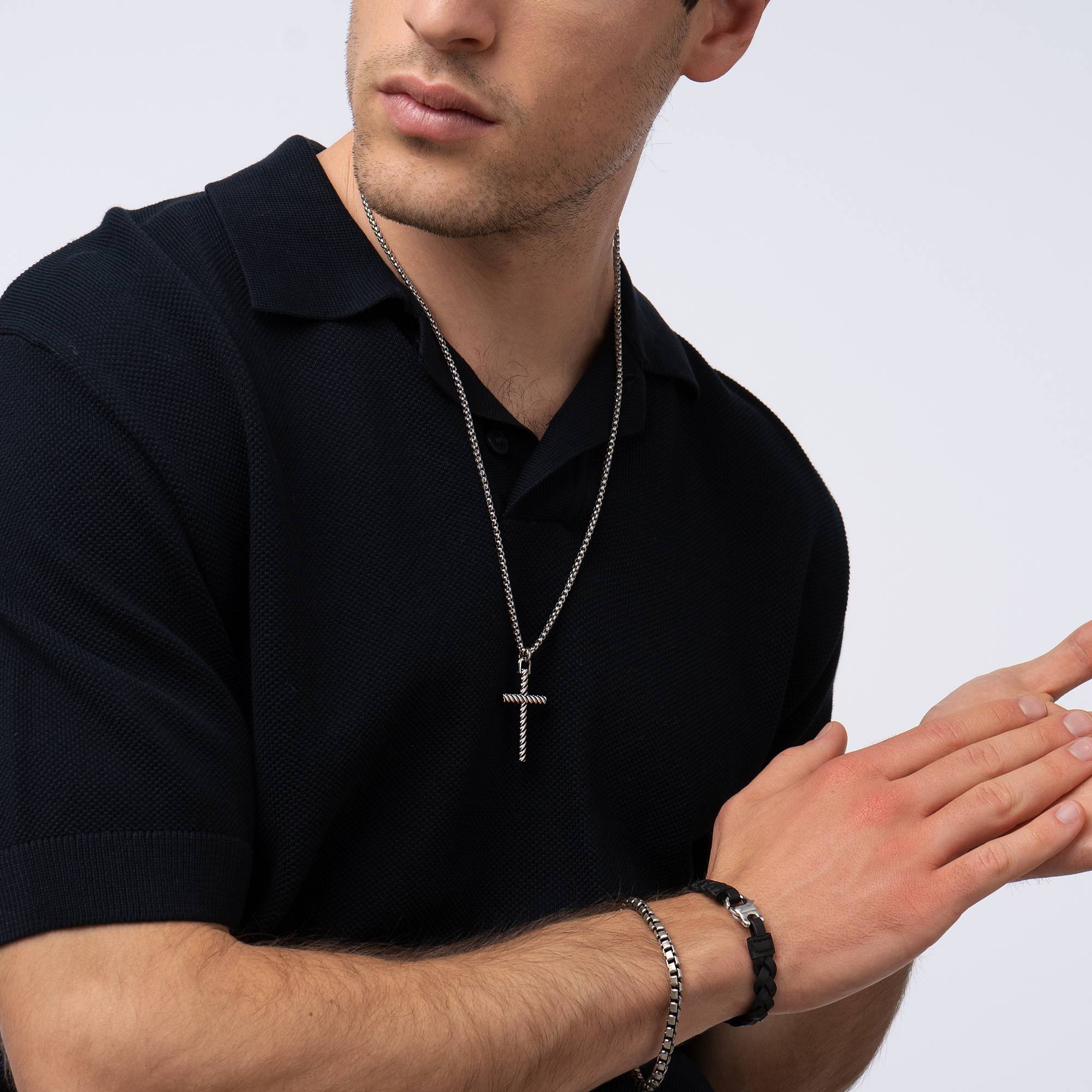 Adam Seilkreuz-Halskette für Männer  - Edelstahl-5 Produktfoto