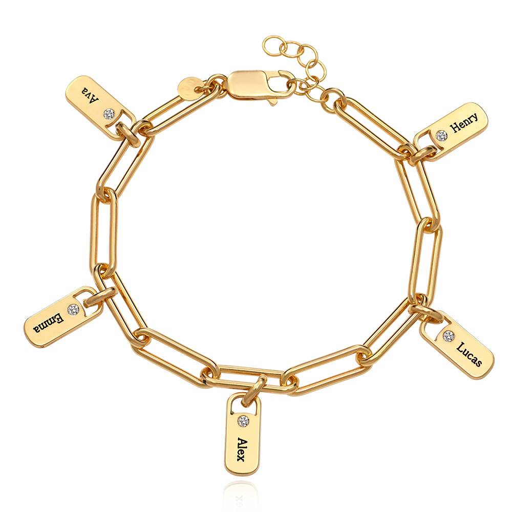 Rory Gliederarmband mit gravierten Diamant-Charms - vergoldetes Sterlingsilber-4 Produktfoto