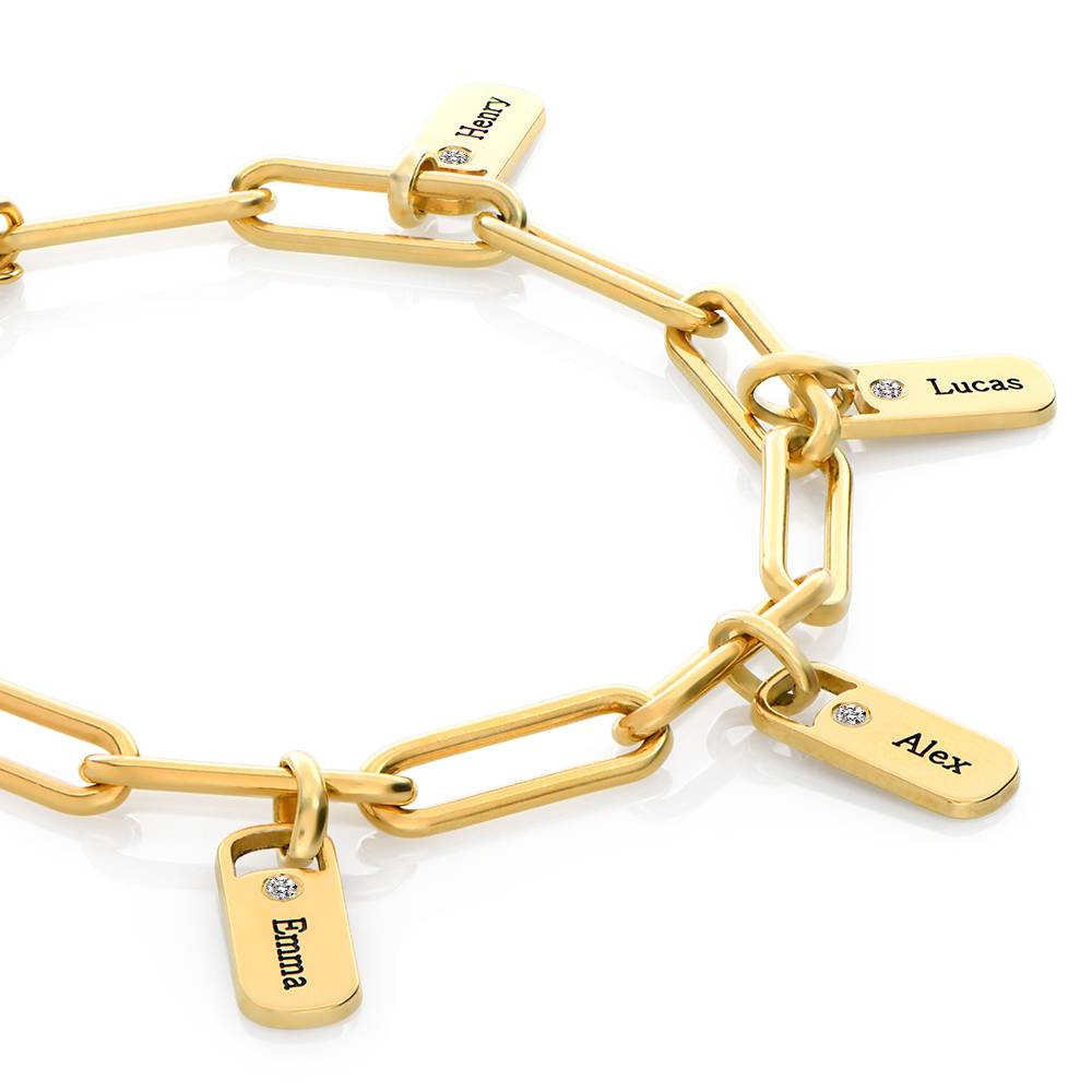 Rory Gliederarmband mit gravierten Diamant-Charms - vergoldetes Sterlingsilber-5 Produktfoto