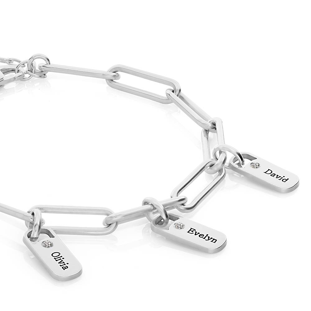 Rory Gliederarmband mit gravierten Diamant-Charms - Silber-3 Rory Gliederarmband mit gravierten Diamant-Charms - Silber-3 Produktfoto