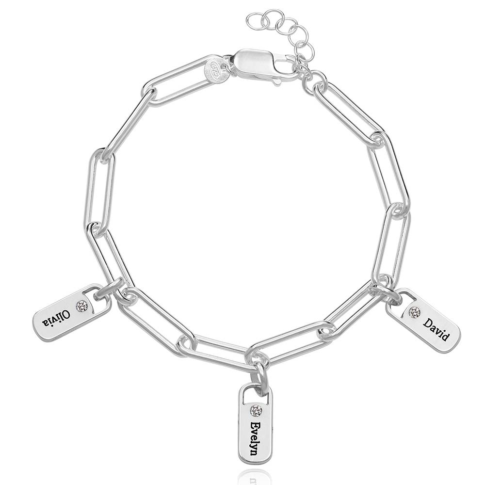 Rory Gliederarmband mit gravierten Diamant-Charms - 925er Sterlingsilber-3 Produktfoto