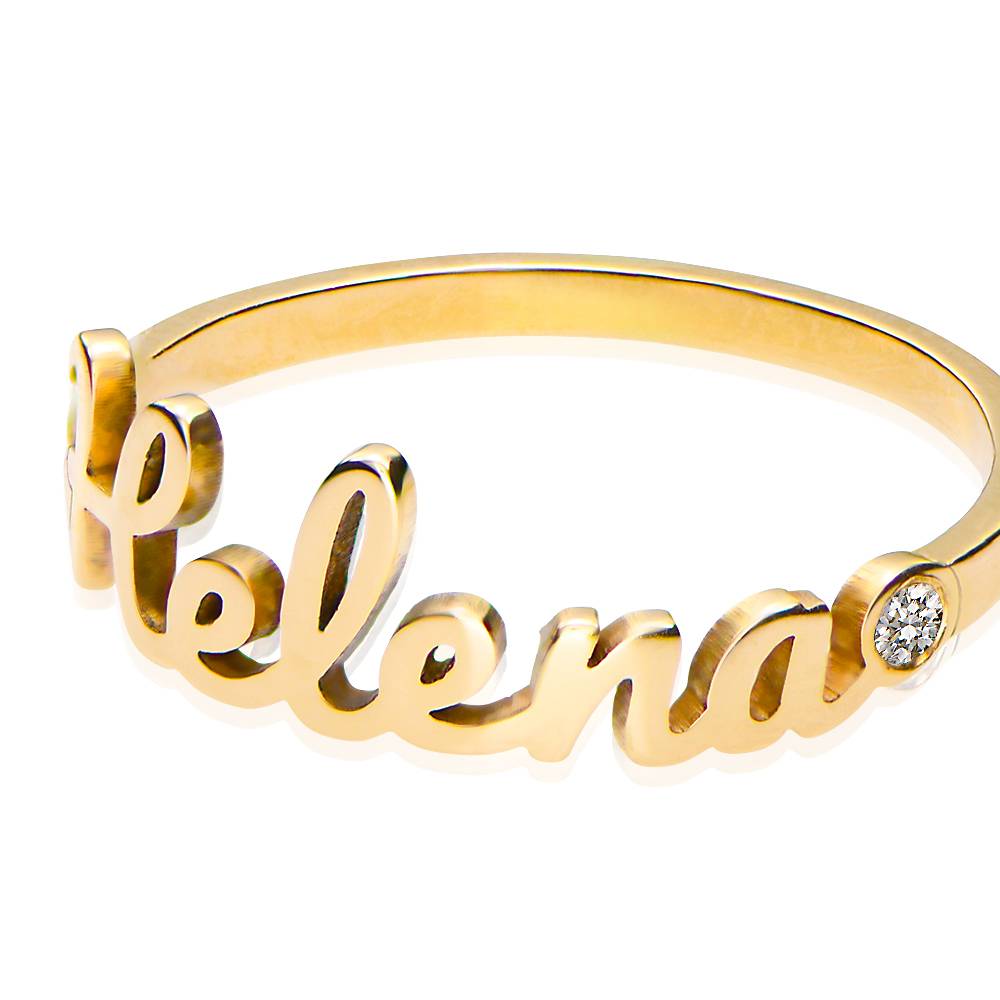 Script Namensring mit Diamant - Vergoldet-3 Script Namensring mit Diamant - Vergoldet-3 Produktfoto