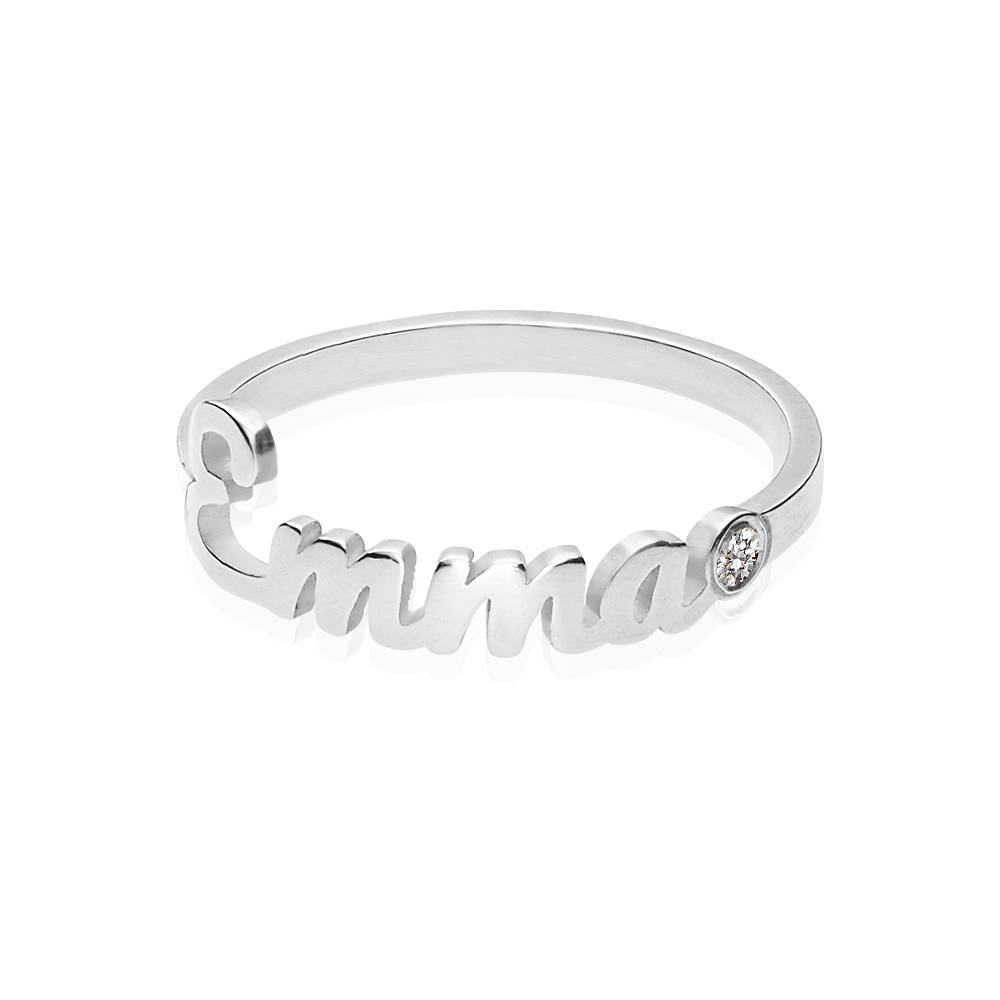 Script Namensring mit Diamant - Silber-1 Script Namensring mit Diamant - Silber-1 Produktfoto