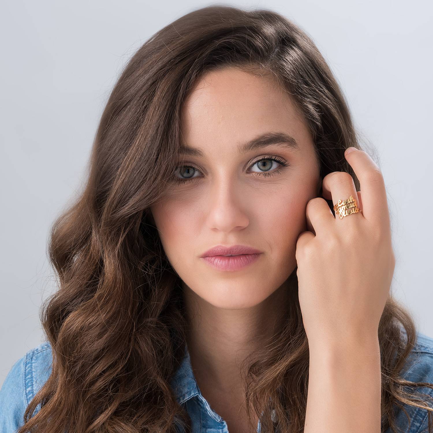 Script Ring mit drei Namen - 585er Gelbgold-2 Produktfoto