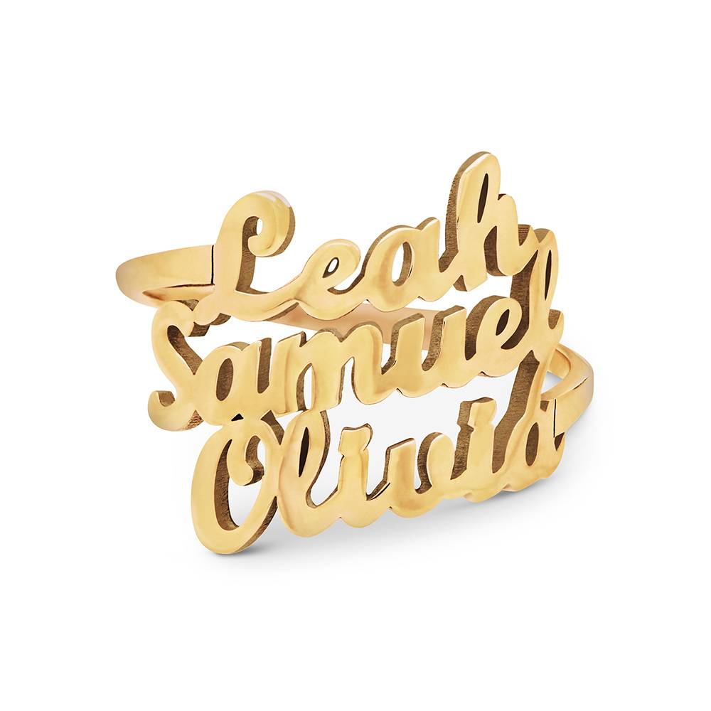 Script Ring mit drei Namen - 585er Gelbgold-3 Produktfoto