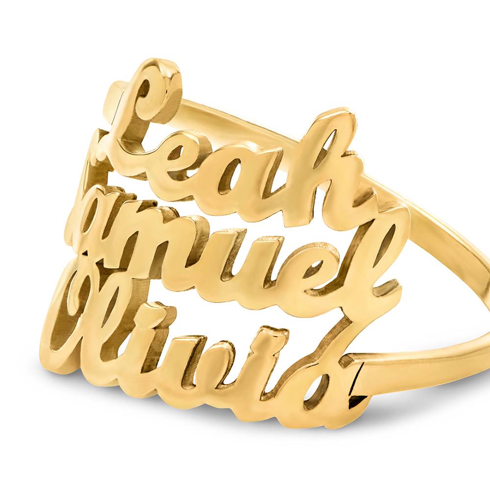 Script Ring mit drei Namen - 585er Gelbgold-4 Produktfoto