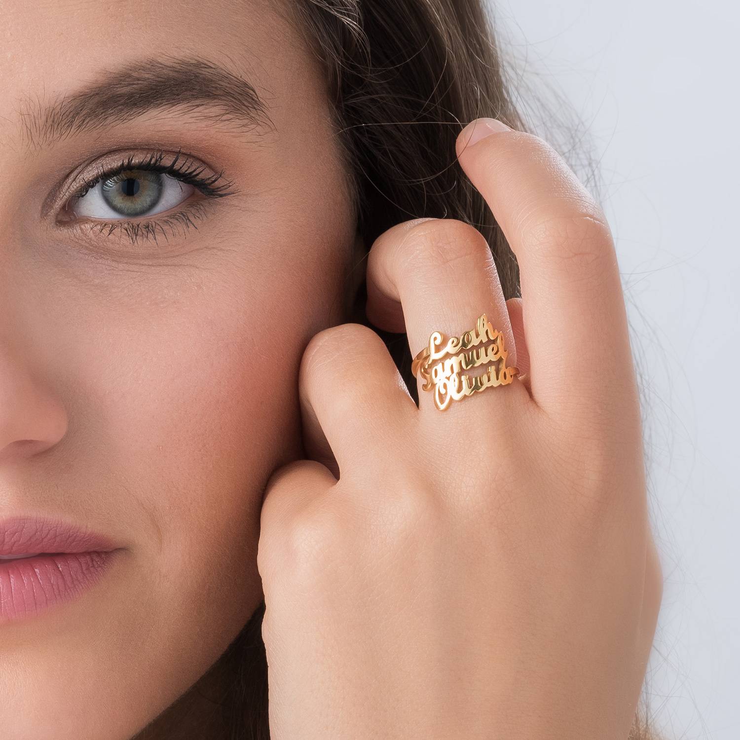 Script Ring mit drei Namen - 585er Gelbgold-1 Produktfoto