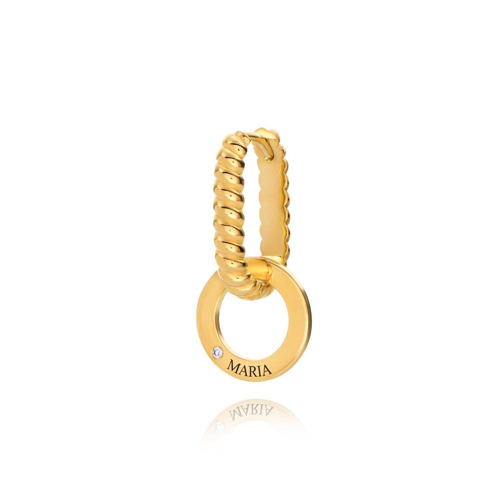 Serena gravierte Creolen mit Diamanten - Gold-Vermeil-3 Produktfoto