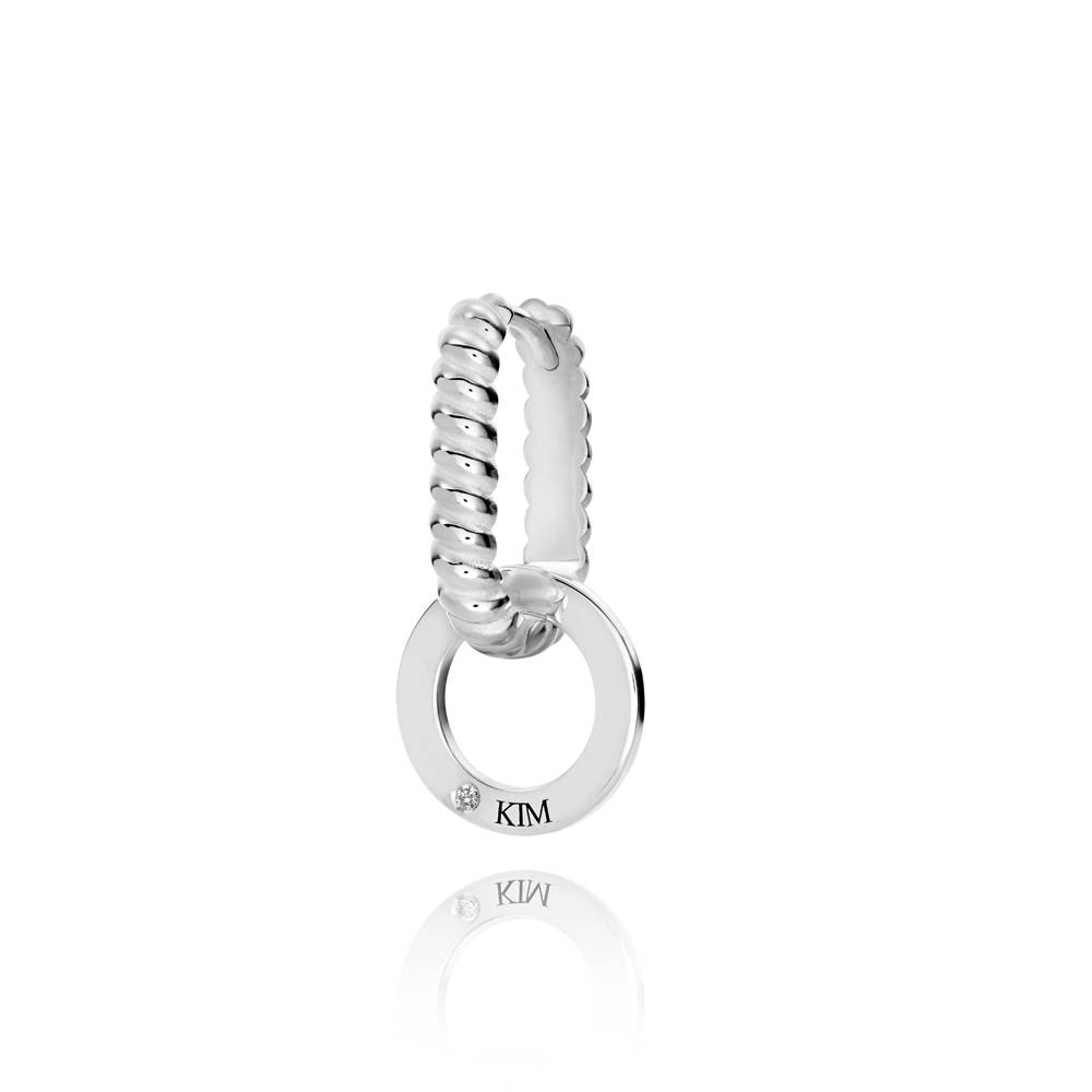 Serena gravierte Creolen mit Diamanten - 925er Sterlingsilber-3 Produktfoto