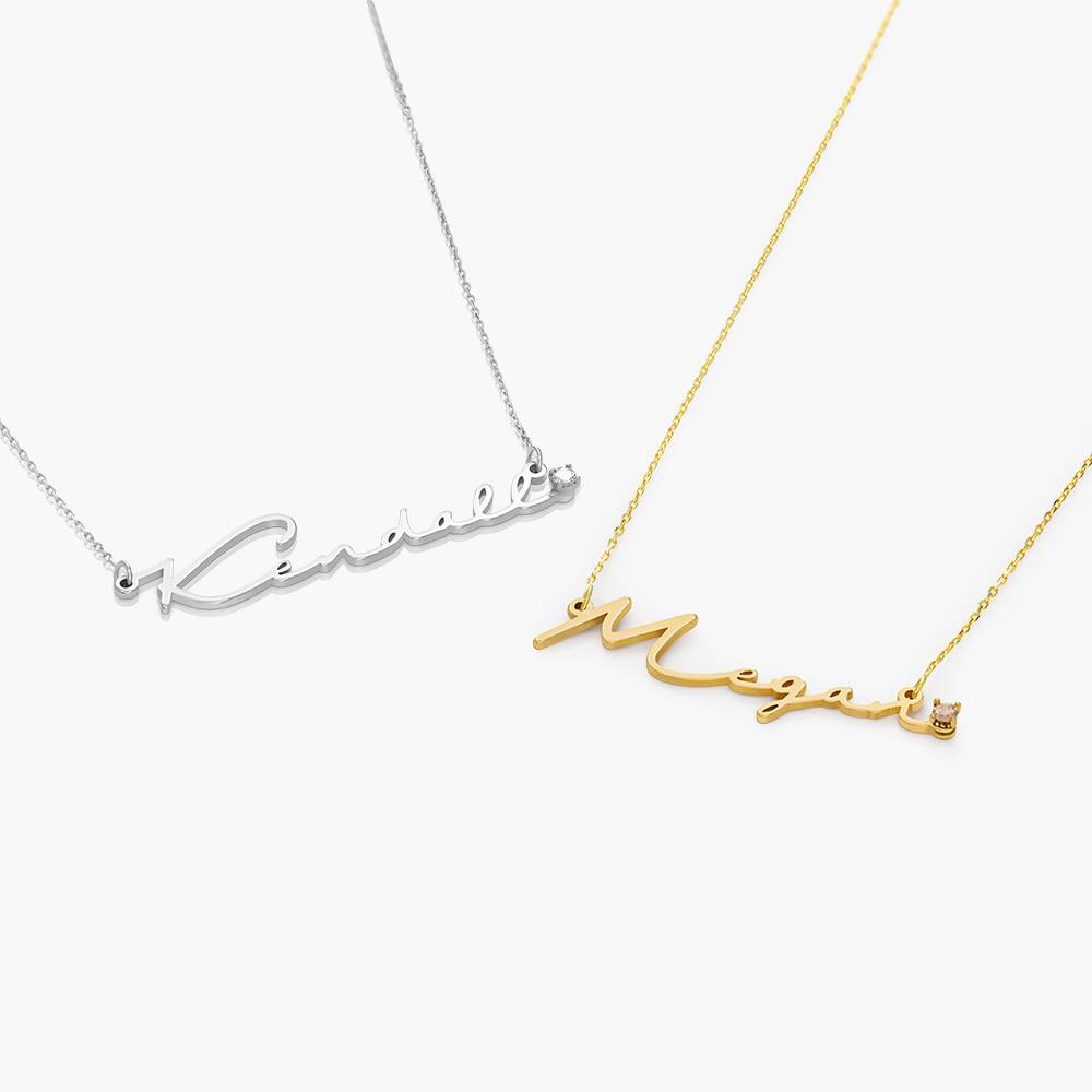 Signaturstil Namenskette mit Diamant - in Silber-2 Signaturstil Namenskette mit Diamant - in Silber-2 Produktfoto