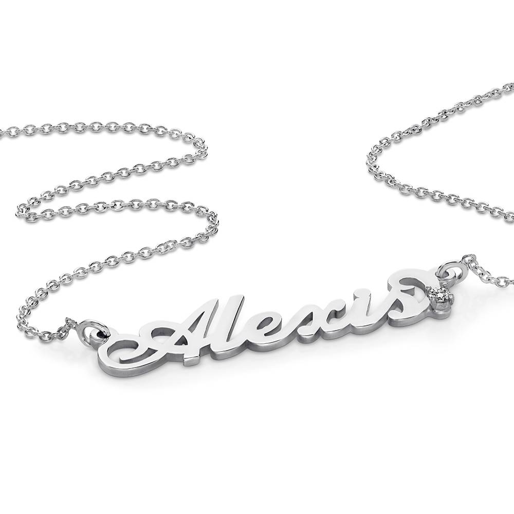 Kleine Carrie Namenskette mit Diamant - 925er Sterlingsilber-3 Kleine Carrie Namenskette mit Diamant - 925er Sterlingsilber-3 Produktfoto