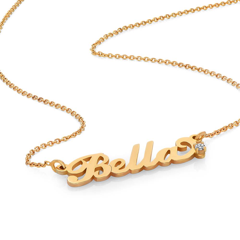 Kleine Carrie Namenskette mit Diamant - Gold-Vermeil-3 Produktfoto