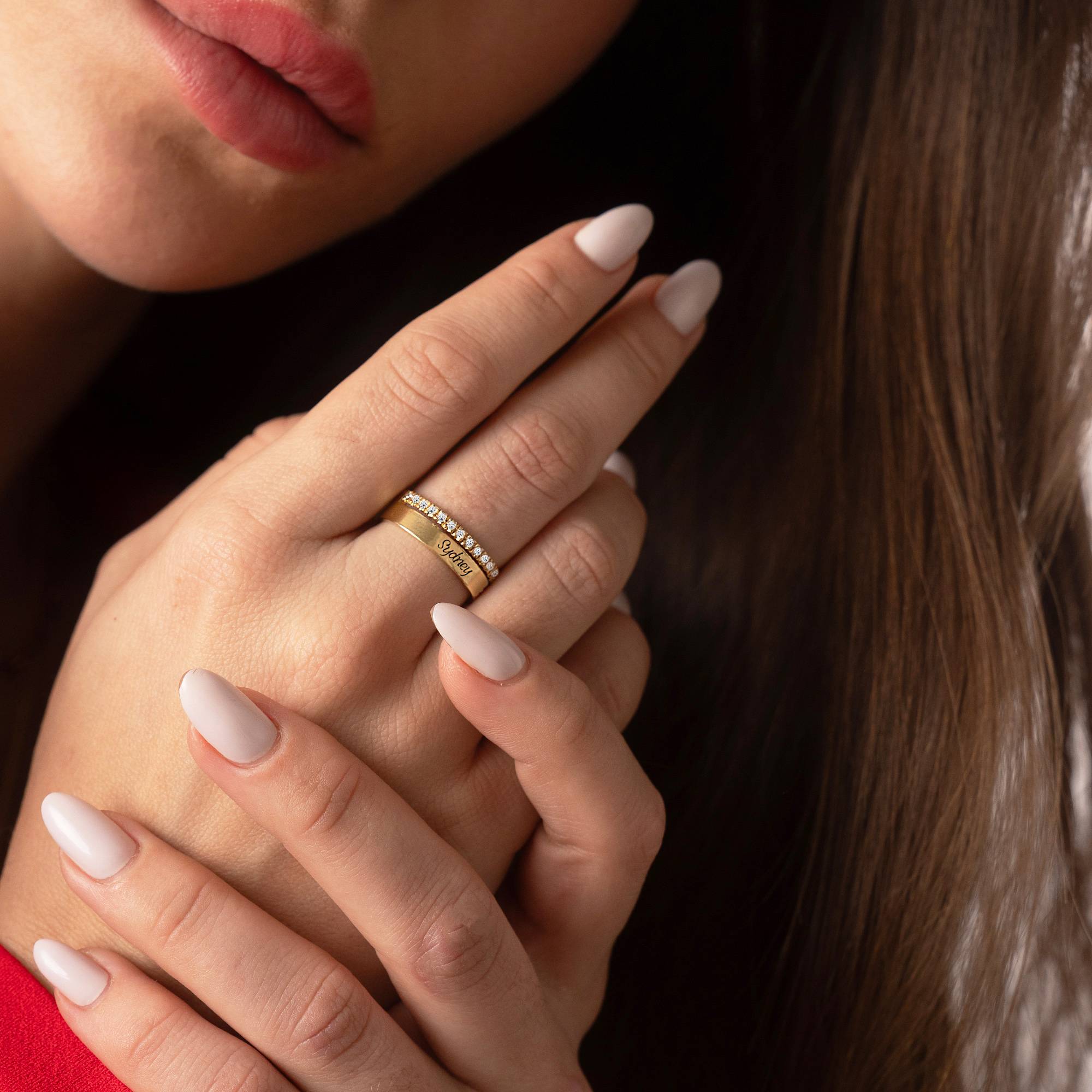 Sofia 2-Band-Ring mit 0,15 ct Diamanten - vergoldetes Sterlingsilber-5 Produktfoto