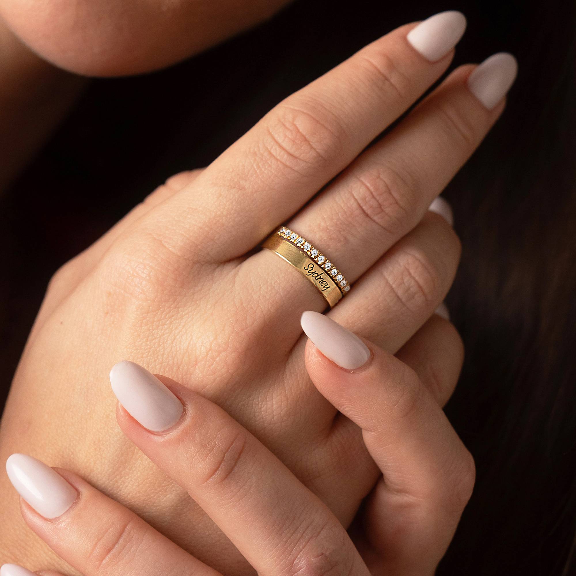 Sofia 2-Band-Ring mit 0,15 ct Diamanten - vergoldetes Sterlingsilber-3 Produktfoto