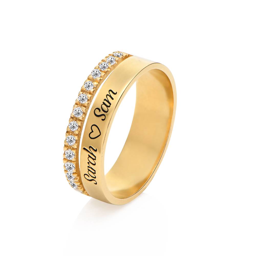 Sofia 2-Band-Ring mit 0,15 ct Diamanten - vergoldetes Sterlingsilber-2 Produktfoto