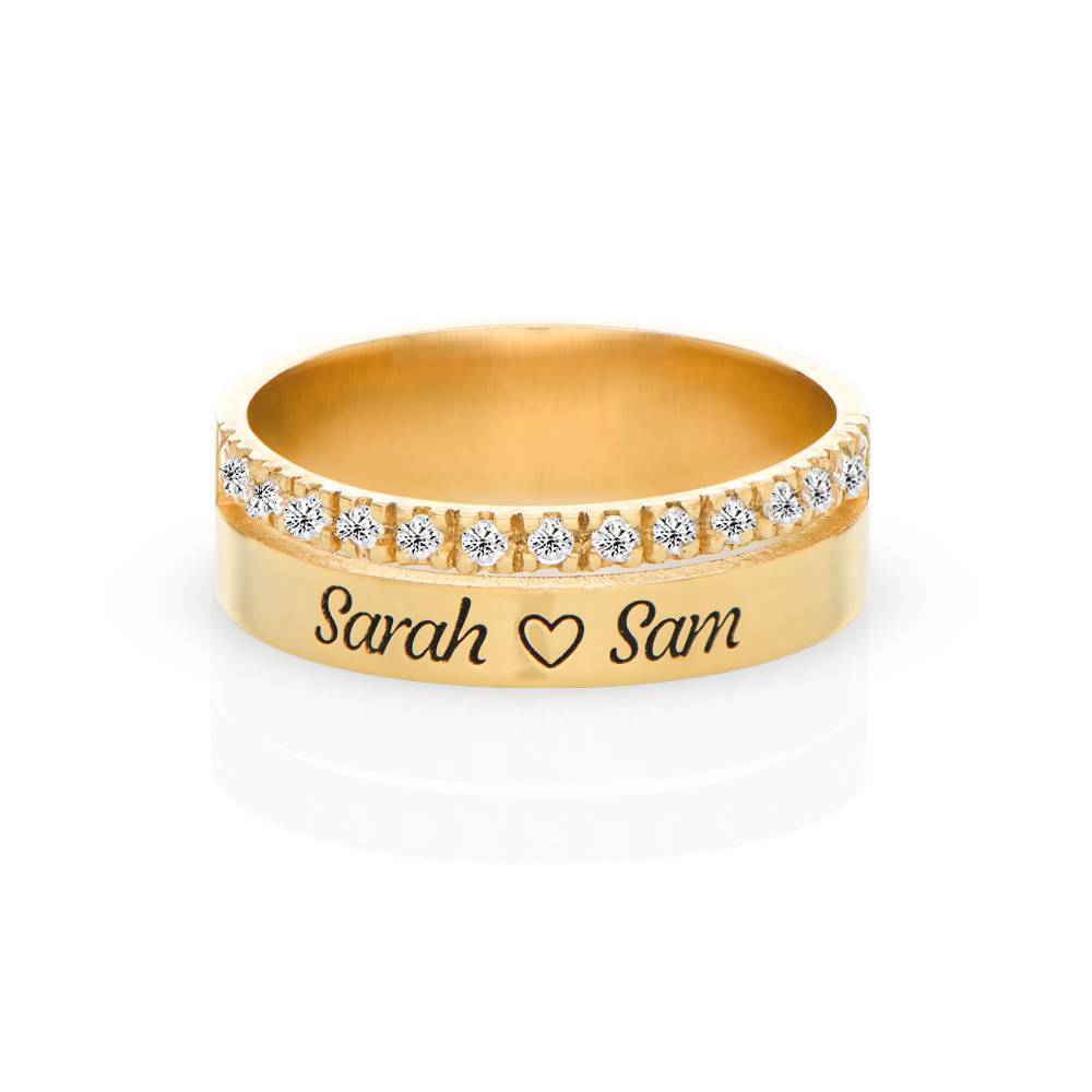 Sofia 2-Band-Ring mit 0,15 ct Diamanten - vergoldetes Sterlingsilber-4 Produktfoto