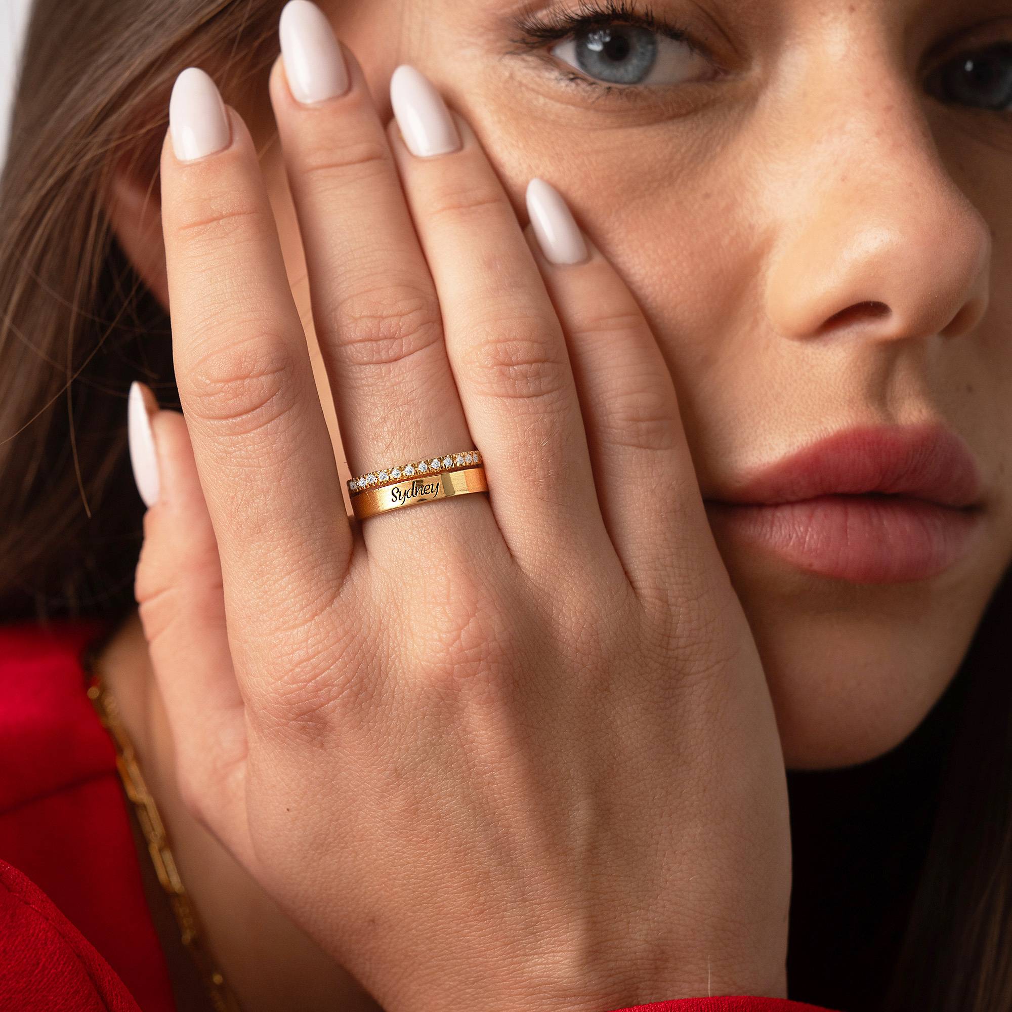 Sofia 2-Band-Ring mit 0,15 ct Diamanten - vergoldetes Sterlingsilber-1 Produktfoto