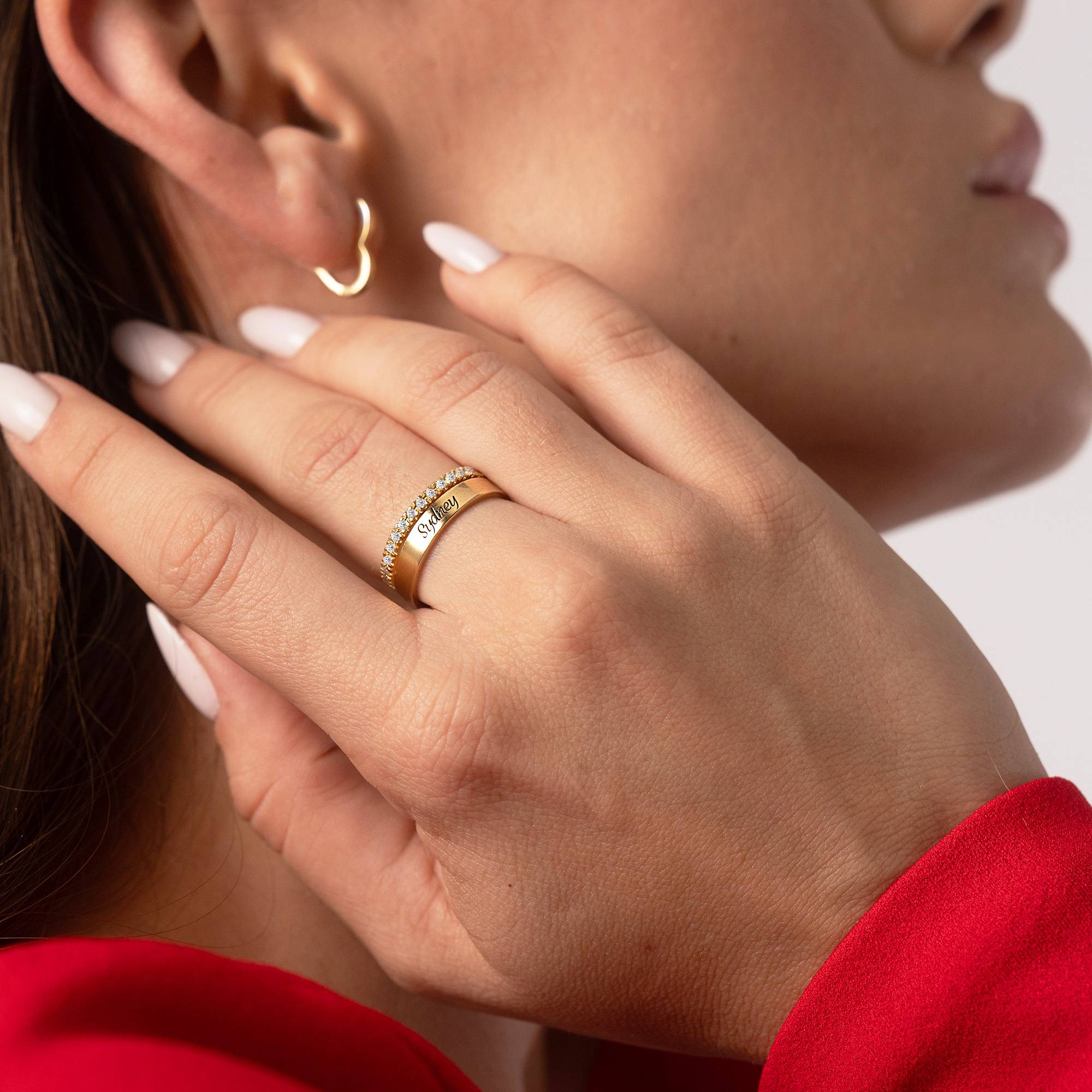 Sofia 2-Band-Ring mit 0,15 ct Diamanten - Gold-Vermeil-3 Produktfoto
