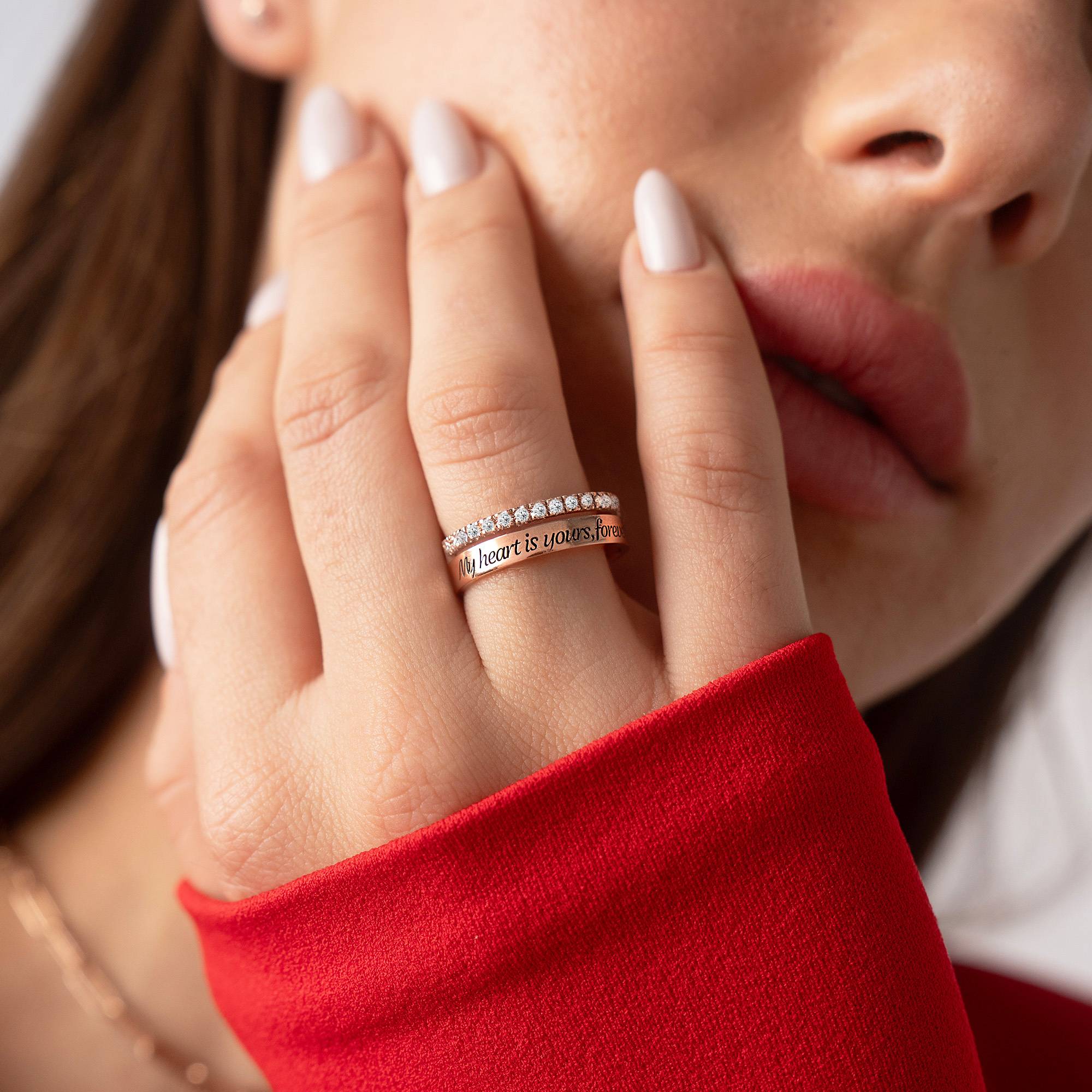 Sofia 2-Band-Ring mit 0,15 ct Diamanten - rosévergoldetes Sterlingsilber-3 Produktfoto