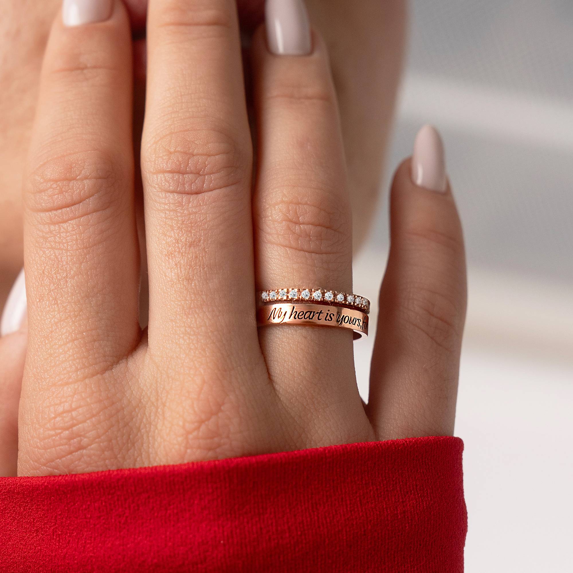 Sofia 2-Band-Ring mit 0,15 ct Diamanten - rosévergoldetes Sterlingsilber-2 Produktfoto