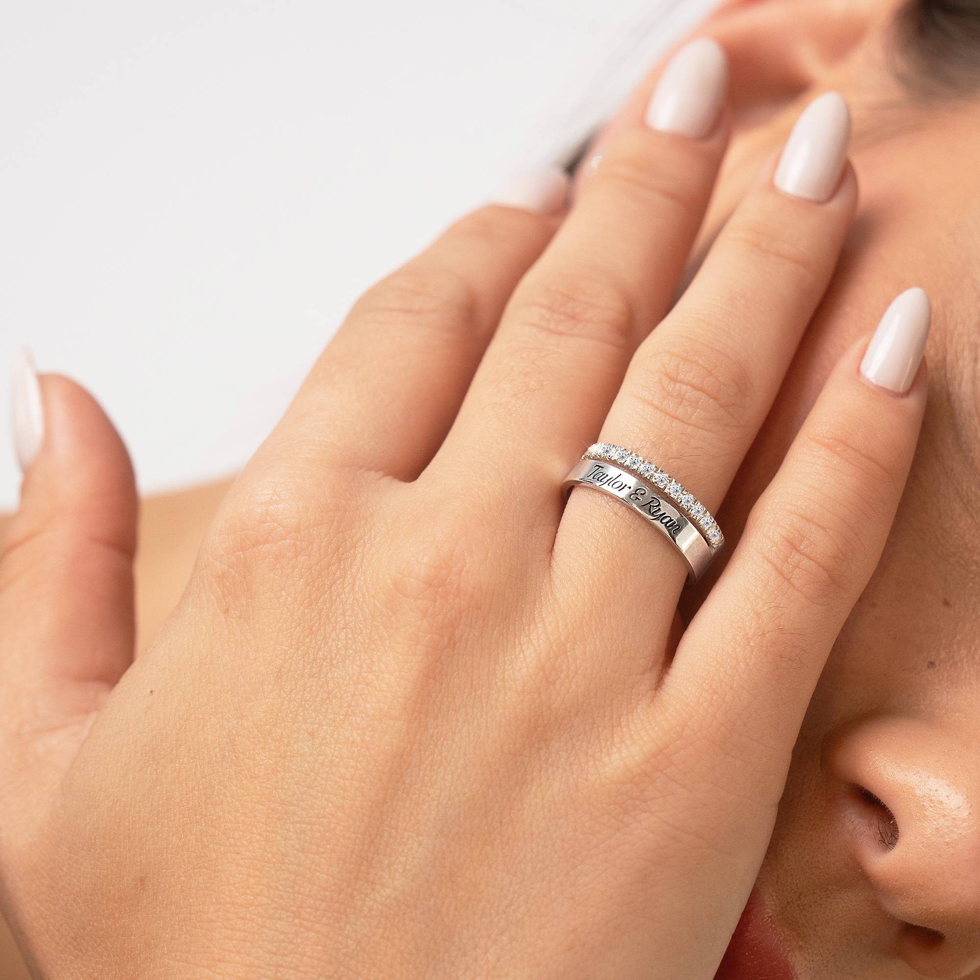 Sofia 2-Band-Ring mit 0,15 ct Diamanten - 925er Sterlingsilber-1 Produktfoto