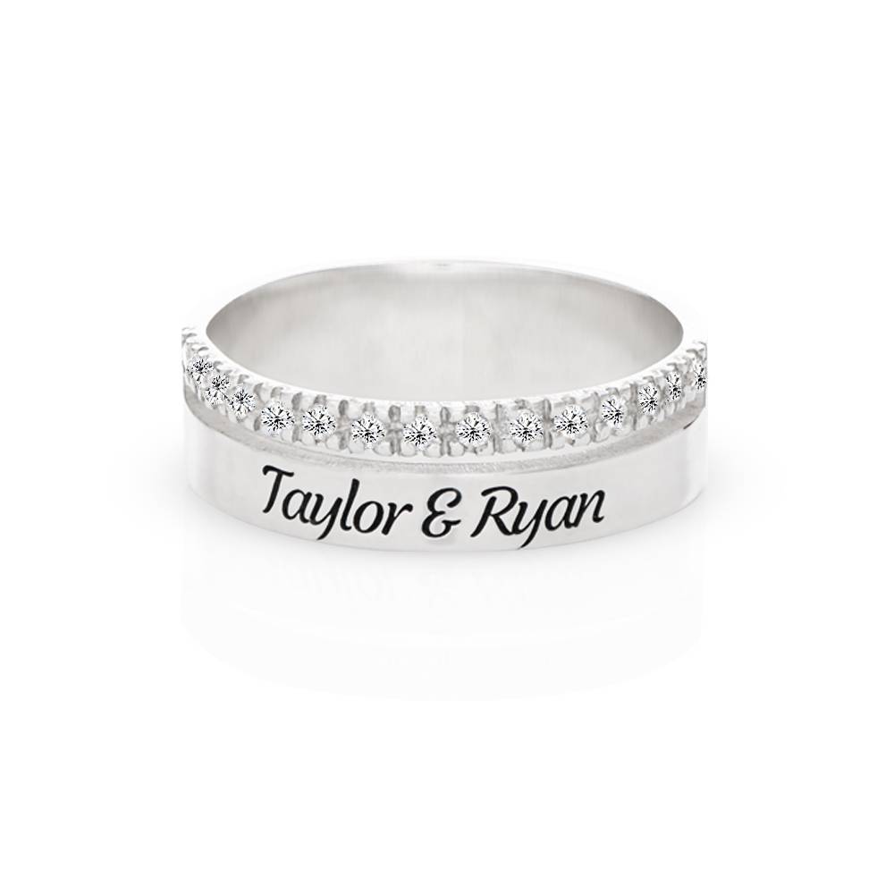 Sofia 2-Band-Ring mit 0,15 ct Diamanten - 925er Sterlingsilber-2 Produktfoto