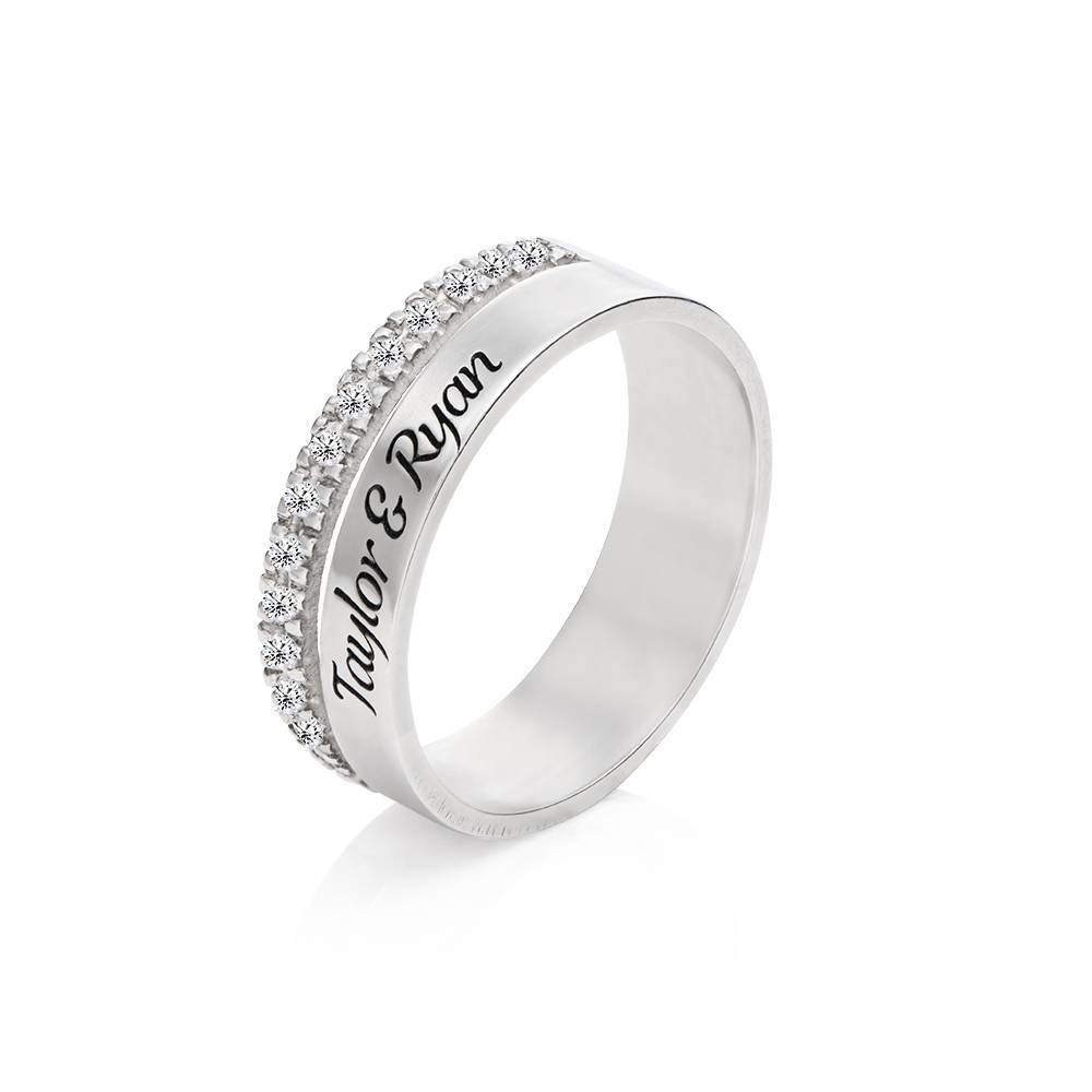 Sofia 2-Band-Ring mit 0,15 ct Diamanten - 925er Sterlingsilber-3 Produktfoto