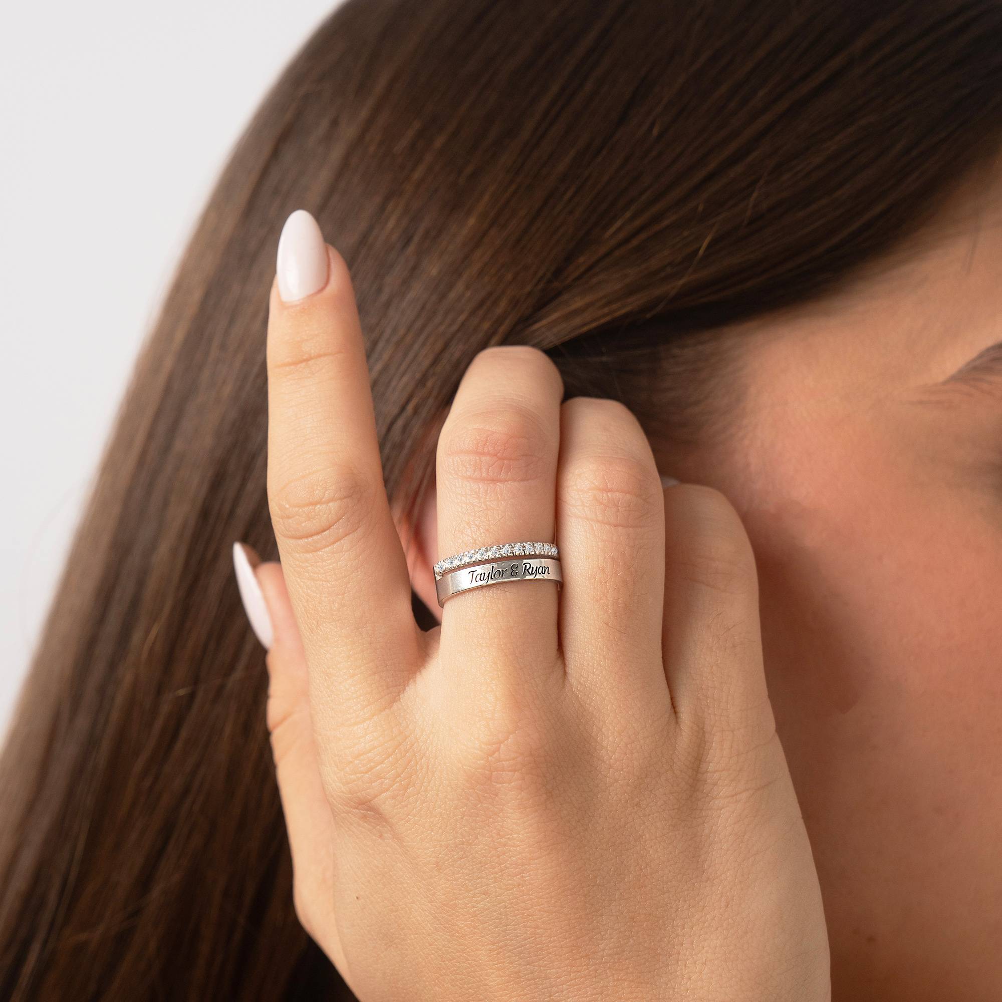 Sofia 2-Band-Ring mit 0,15 ct Diamanten - 925er Sterlingsilber-5 Produktfoto